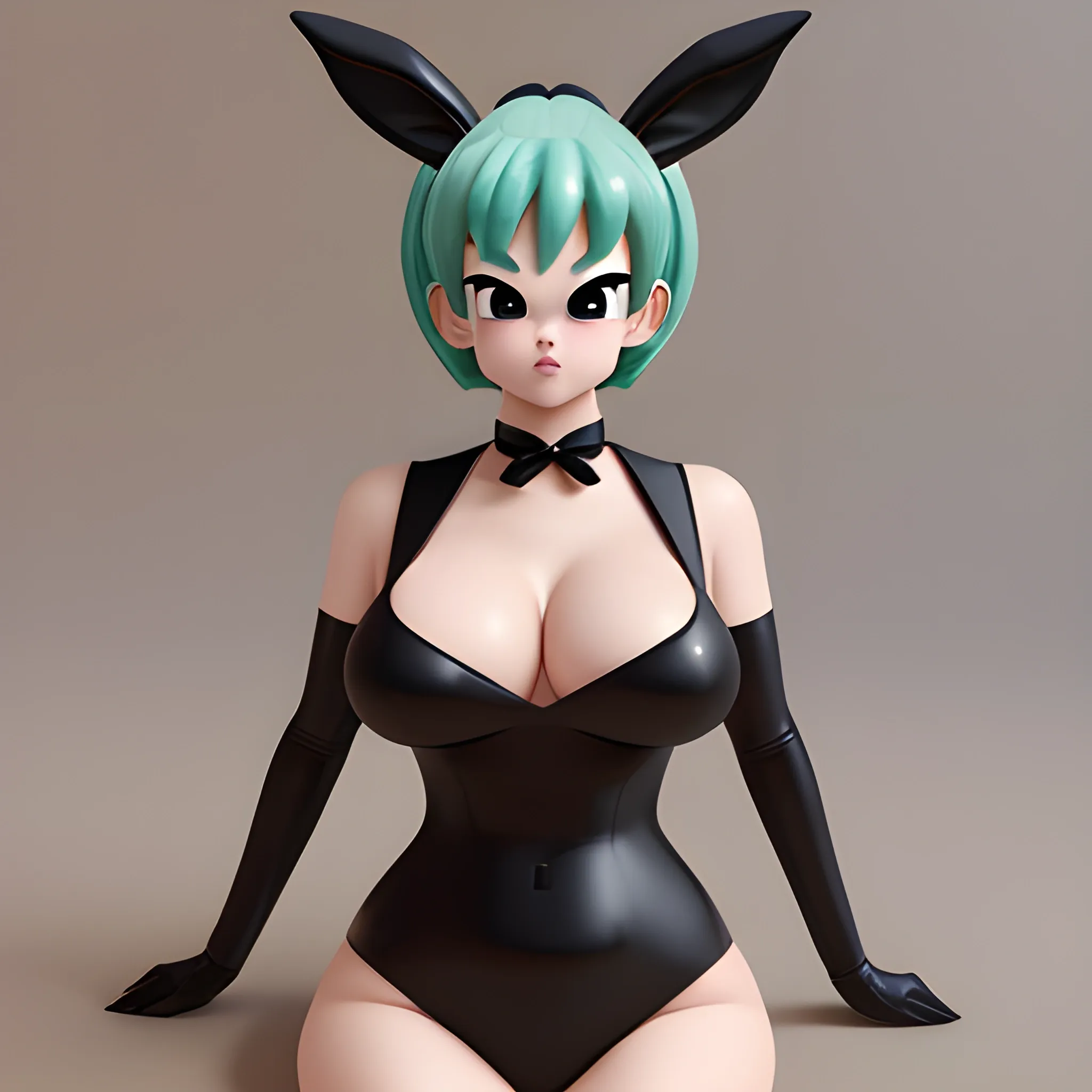 (masterpiece), best quality, expressive eyes, perfect face, , dragon ball, large breasts, playboy bunny, rabbit ears, black pantyhose, long hair, blunt bangs, red bowtie, wrist cuffs, black leotard, <lora:bulma_v1:0.7>, 3D, Cartoon