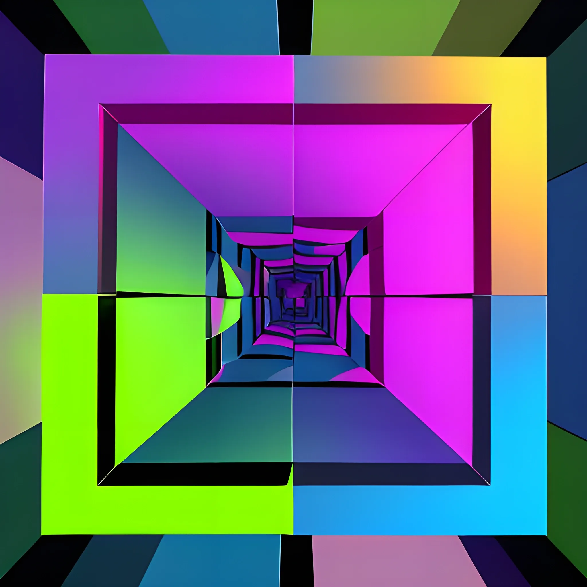 Falls, cube, 3D, Cartoon, Trippy