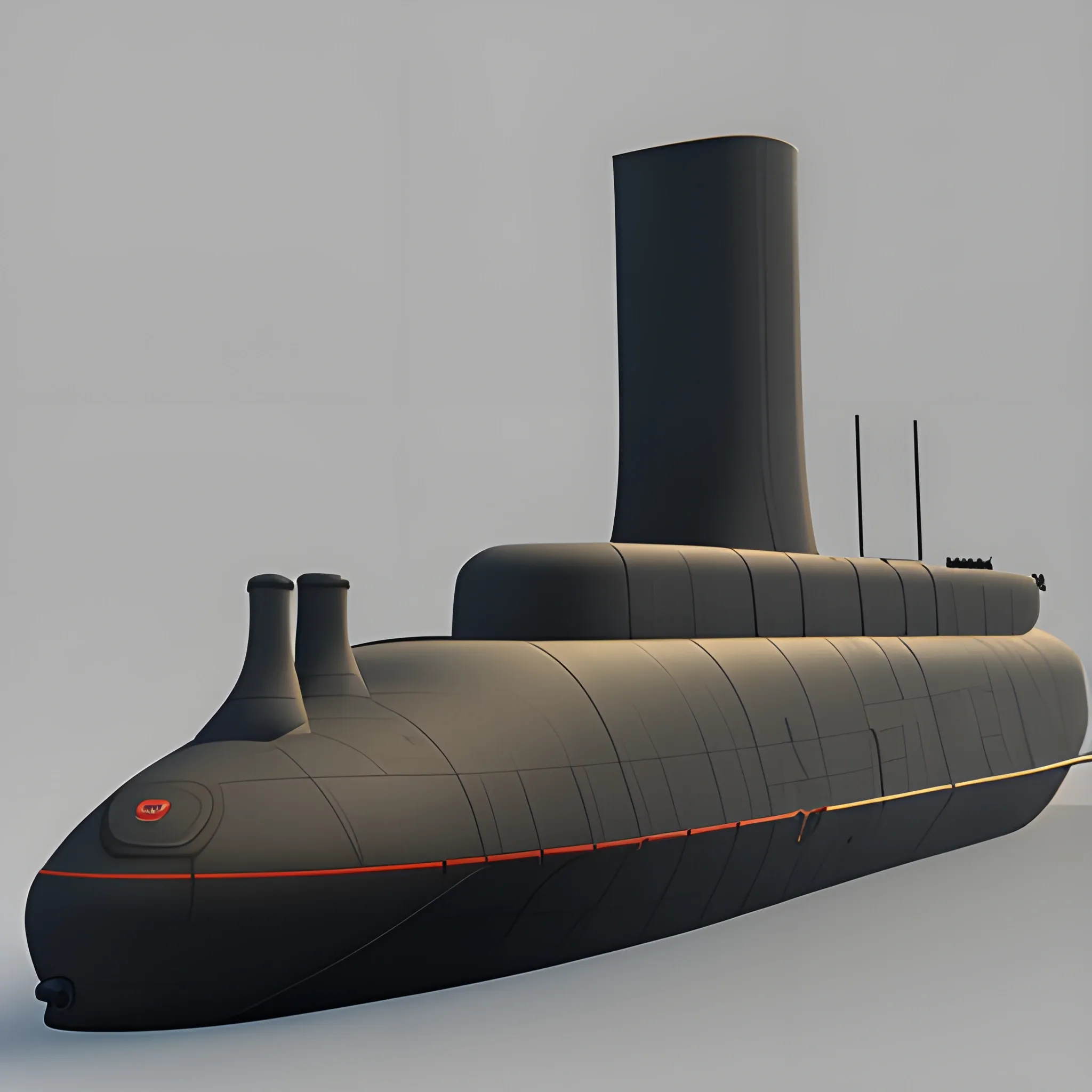A nuclear submarine is a submarine powered by a nuclear reactor ， 3D

