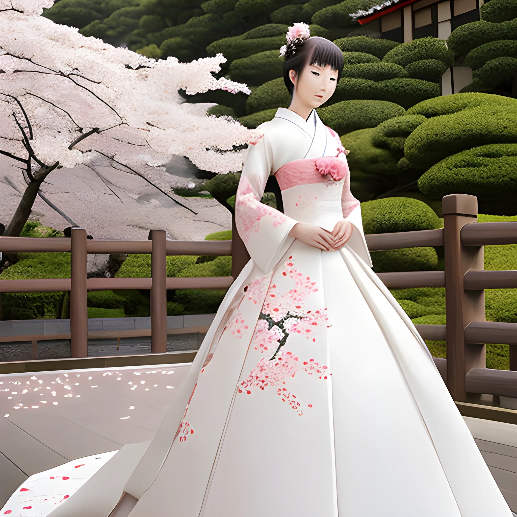 Japanese style Sakura unique wedding dress