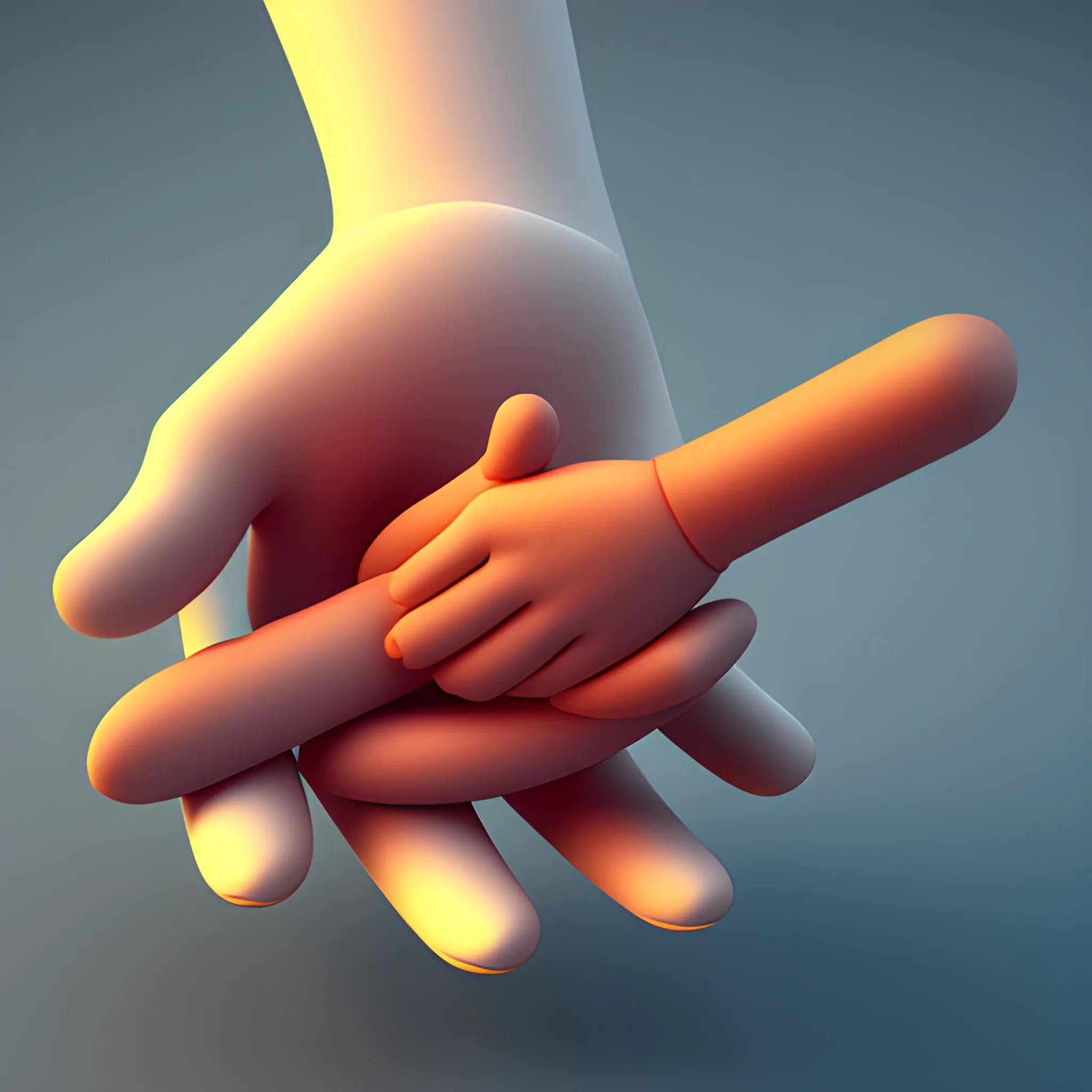 Helping hand to a person in a difficult situation, 3D, continue