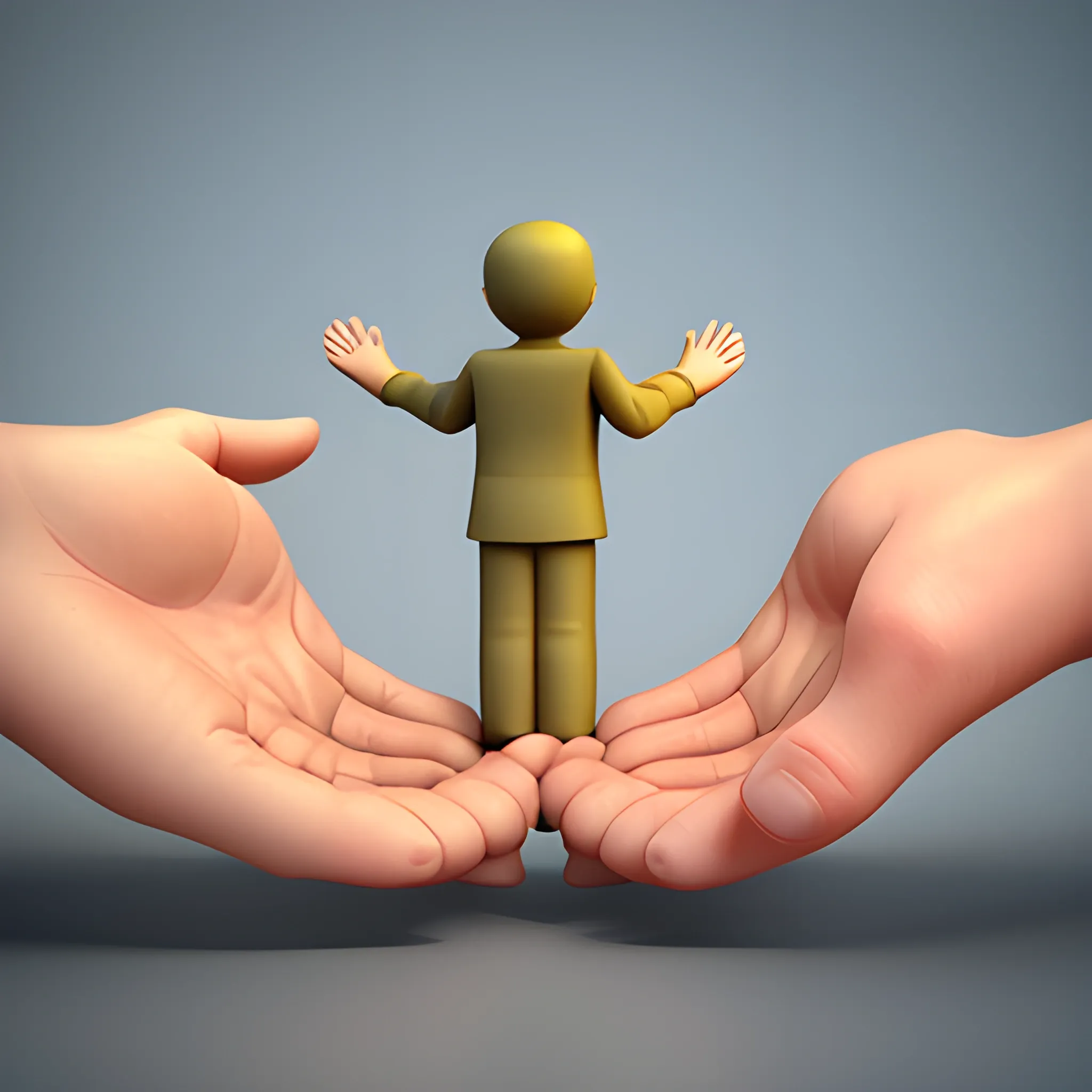 Helping hand to a person in a difficult situation, 3D, continue