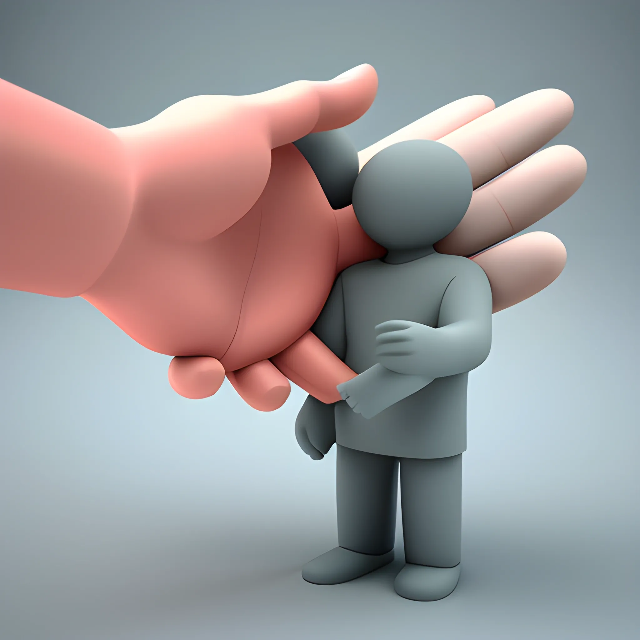 Helping hand to a person in a difficult situation, 3D, continue