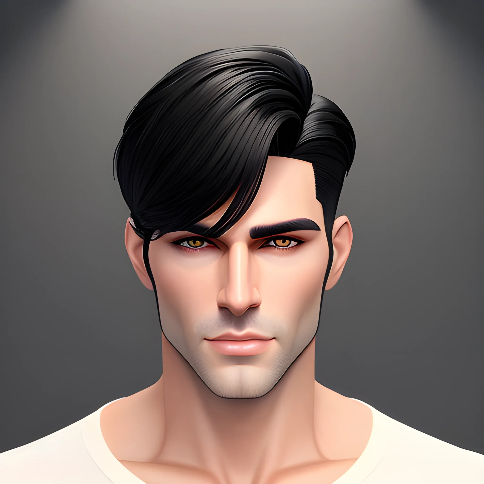 young handsome guy, ideal body, a clean shave,  long portrait, short pants,  black hair, short hair, photorealistic, 8K, skin texture, white skin, natural skin texture, photorealistic painting, sharp focus, cinematic smoothness, full body shot from front, face enhancer, wall behind him,"width": 800,
"height": 1200, 