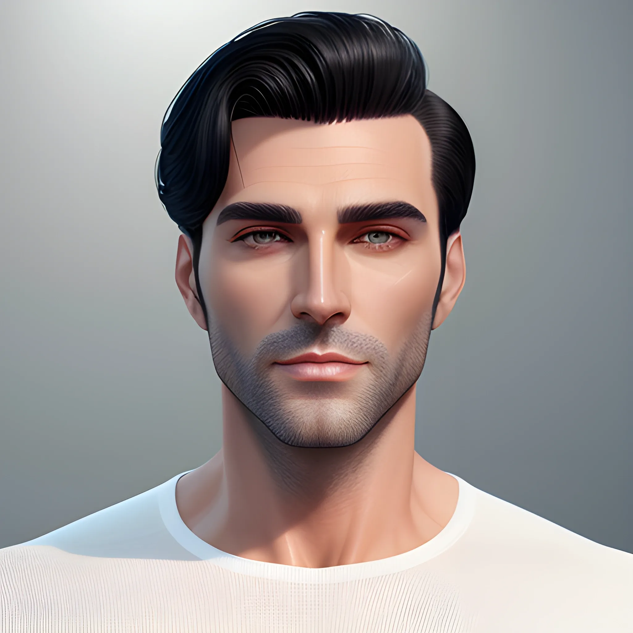 young handsome guy, ideal body, a clean shave,  long portrait, short pants,  black hair, short hair, photorealistic, 8K, skin texture, white skin, natural skin texture, photorealistic painting, sharp focus, cinematic smoothness, full body shot from front, face enhancer, wall behind him,"width": 512,
"height": 512, 