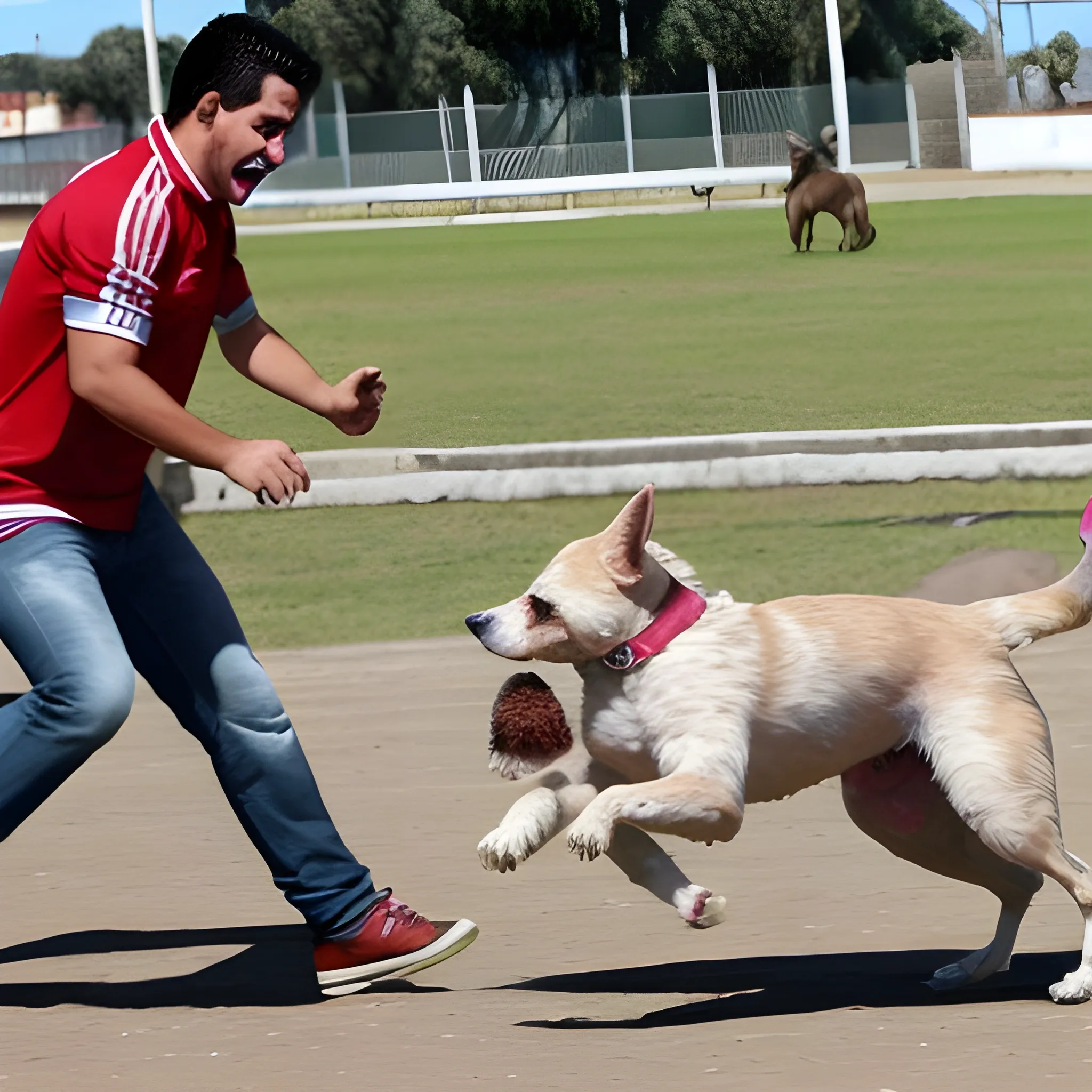 chico golpeando a su mascota 
que es un perro

