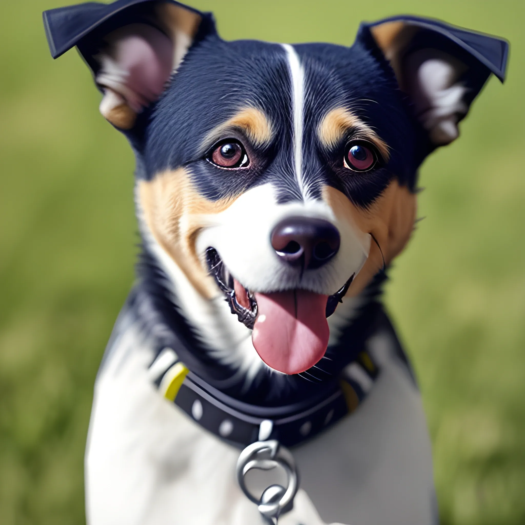 a dog with smiling
