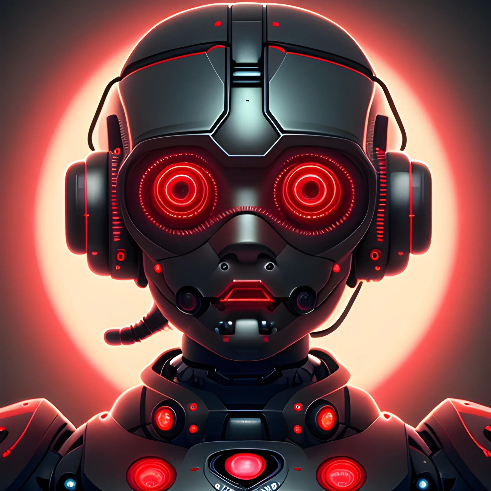 a beautiful portrait of a cute cyberpunk robots, red black color scheme, high key lighting, digital art, highly detailed, fine detail, intricate, ornate, complex