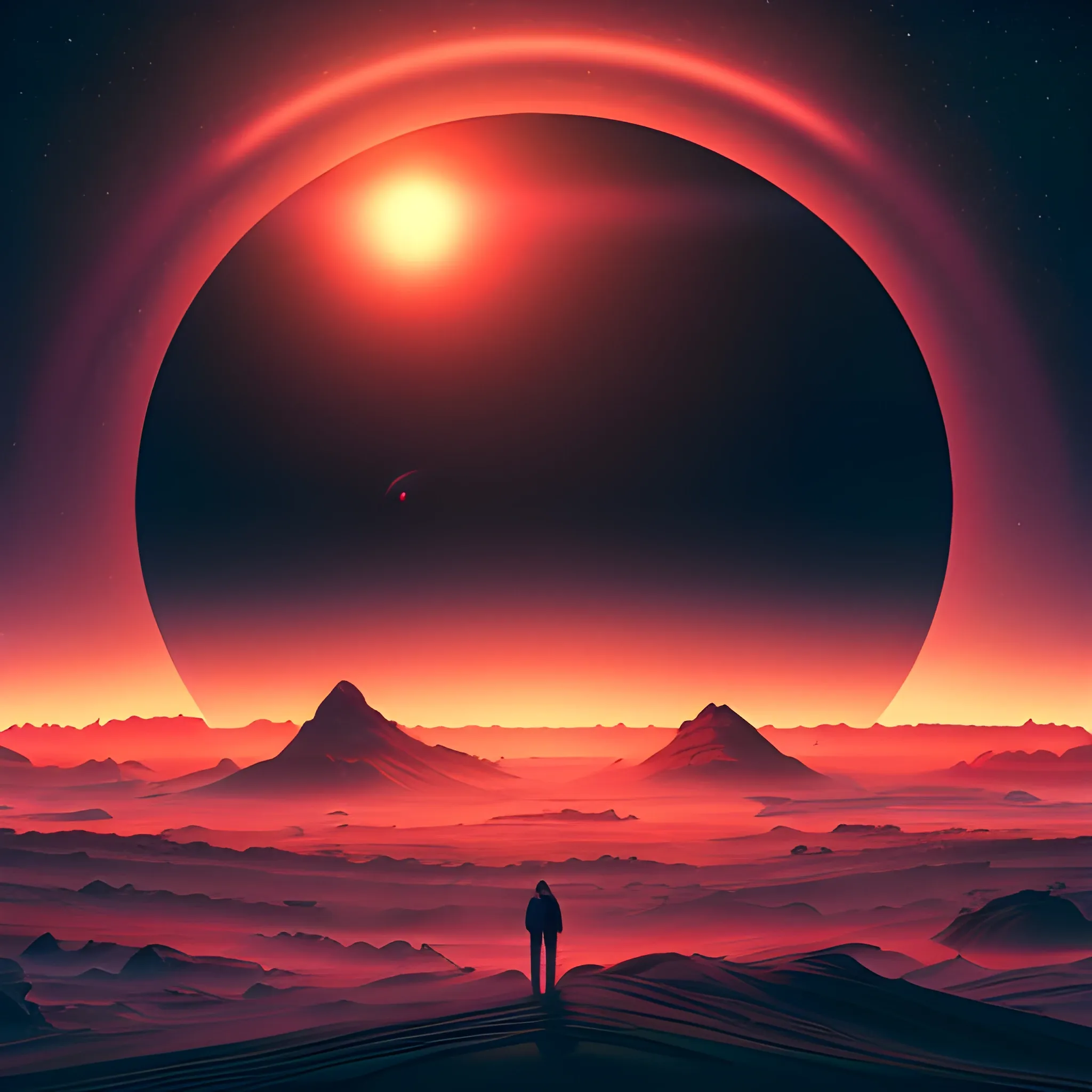 4k, beautiful, planets, background, news, red black colors, best illustration, no humans, no cars, vaporwave, realistic, dreamscape, incredible details, liminal space, highly detailed, cinematic ,rim lighting, trending on Behance HD

