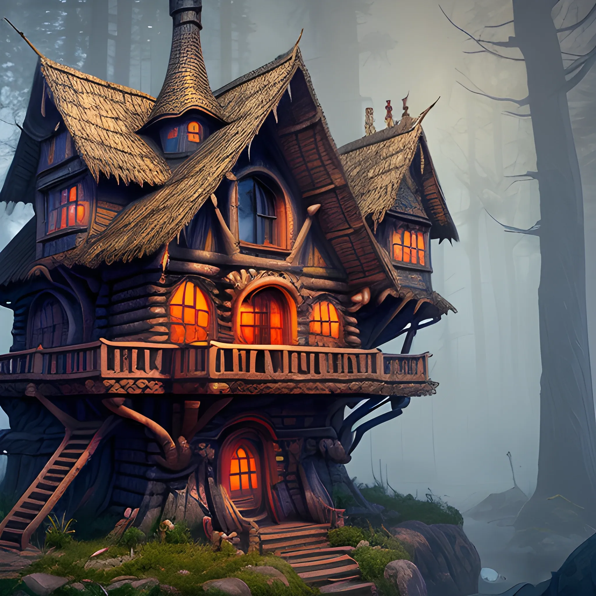 baba yaga's house, detailed matte painting, deep color, fantastical, intricate detail, splash screen, complementary colors, fantasy concept art, 8k resolution trending on Artstation Unreal Engine 5