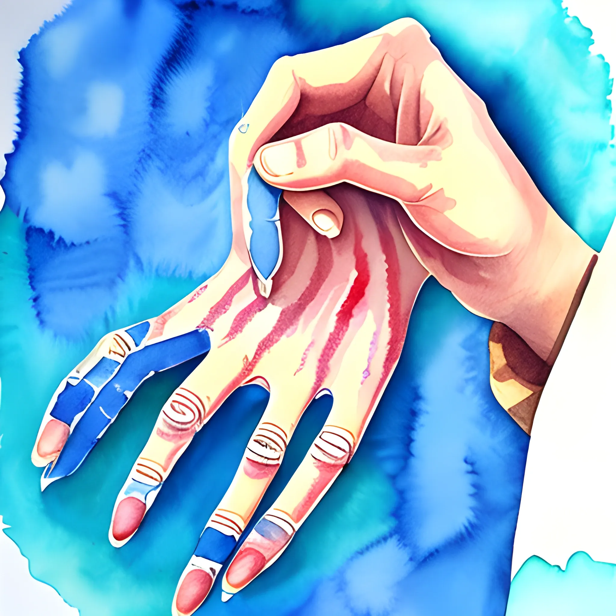 a hand that helps, protects and protects, Water Color