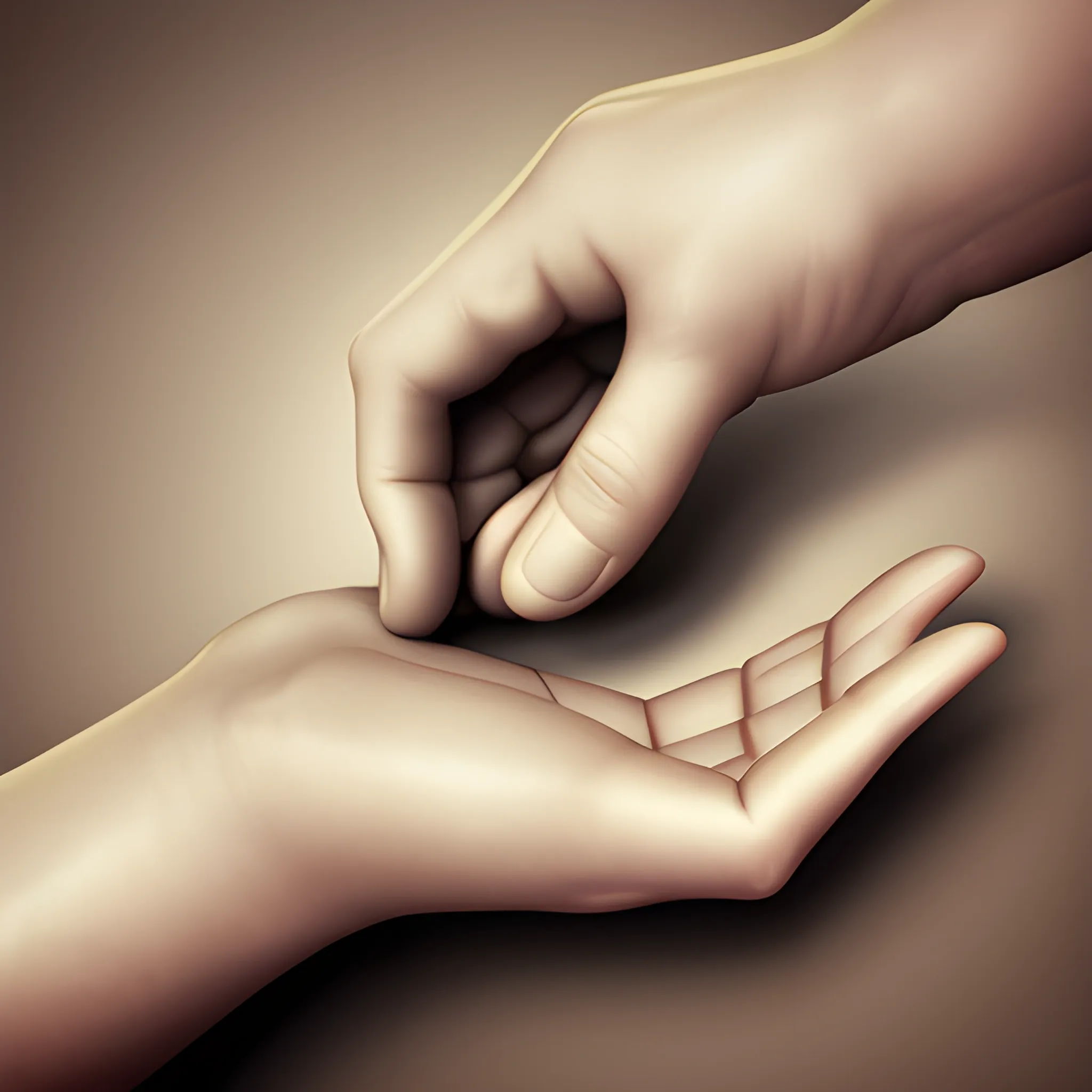 a hand that helps, protects and protects, in difficult situation, 3D