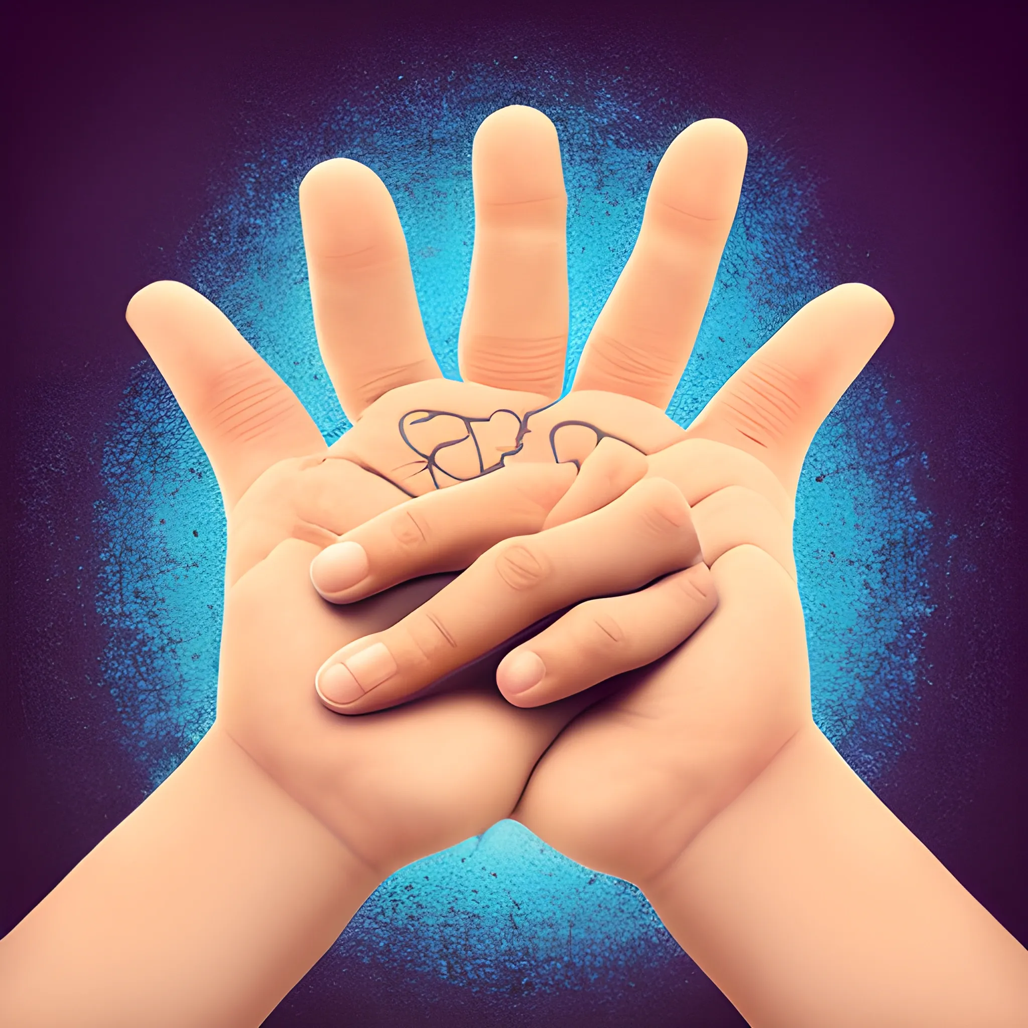 a hand that helps, protects and protects, in difficult situation, , Trippy, 5 finger in hand
