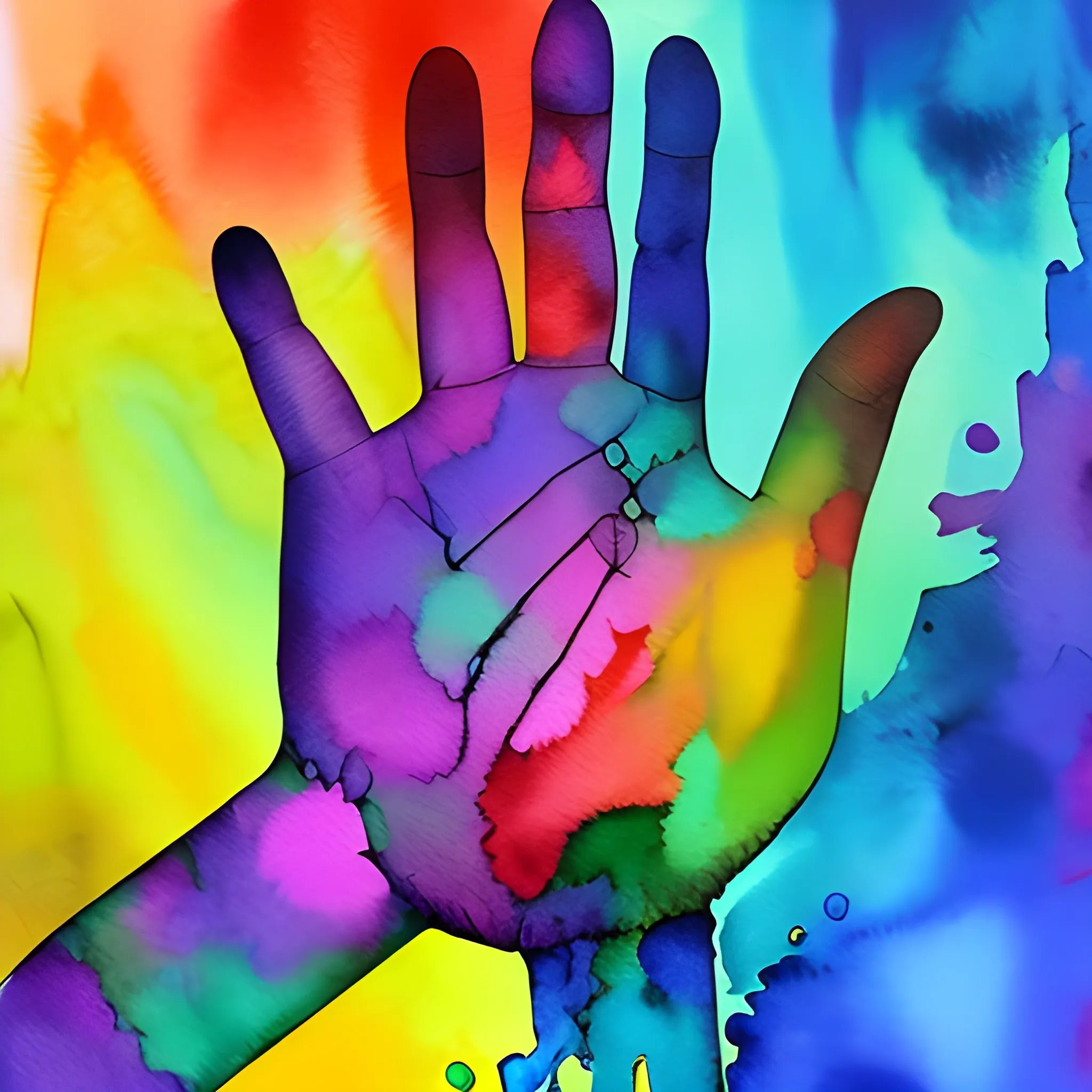 a hand that helps, protects and protects, in difficult situation, , Trippy
, Water Color