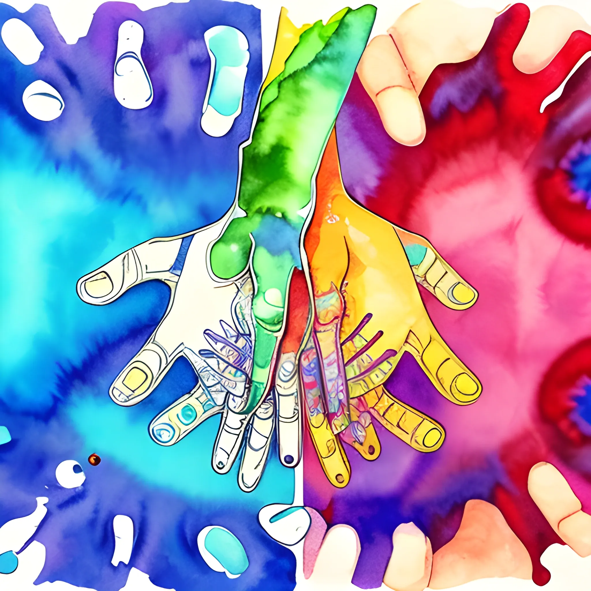 a hand that helps, protects and protects, in difficult situation, , Trippy
, Water Color