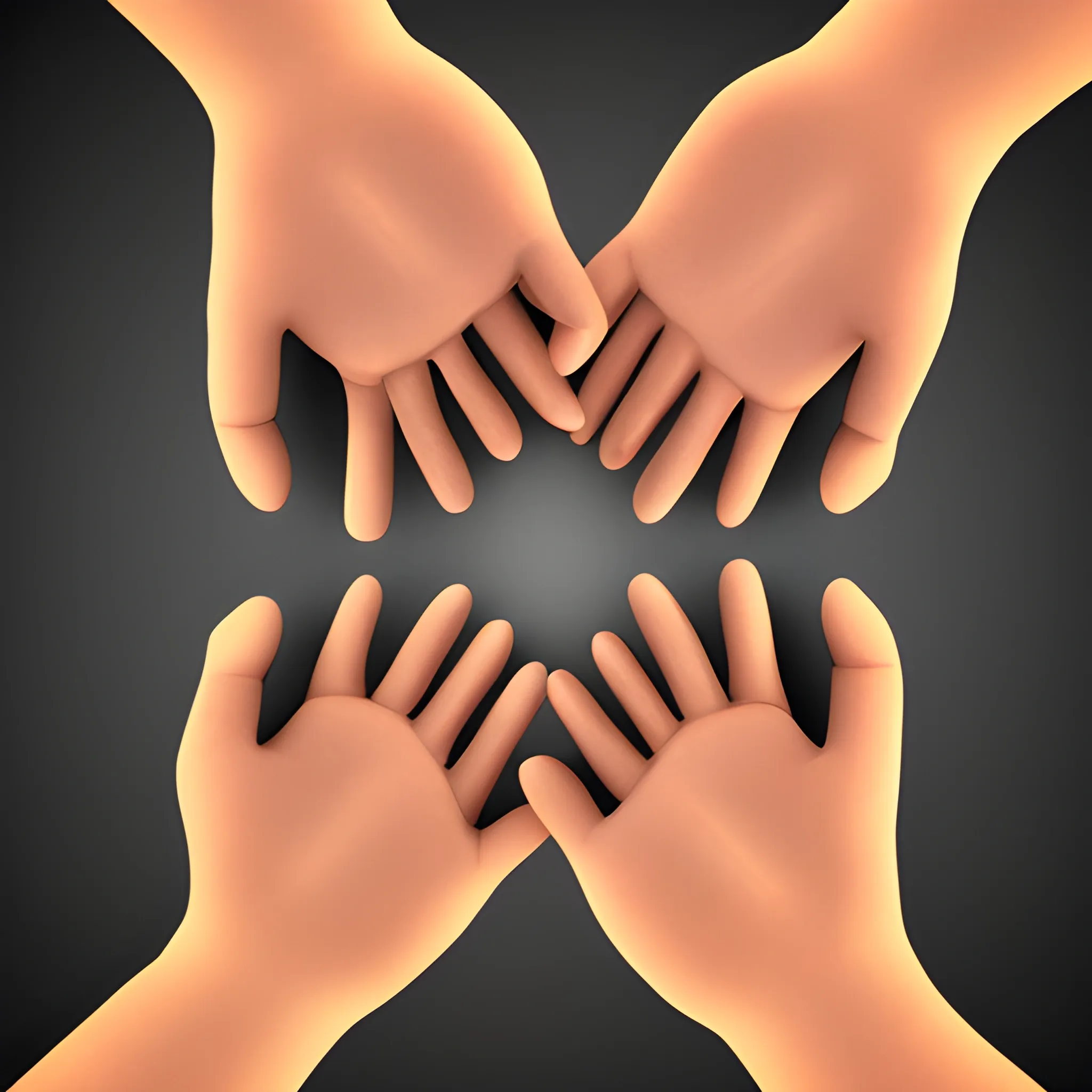 hands that helps, protects and protects, in difficult situation, 
, 3D