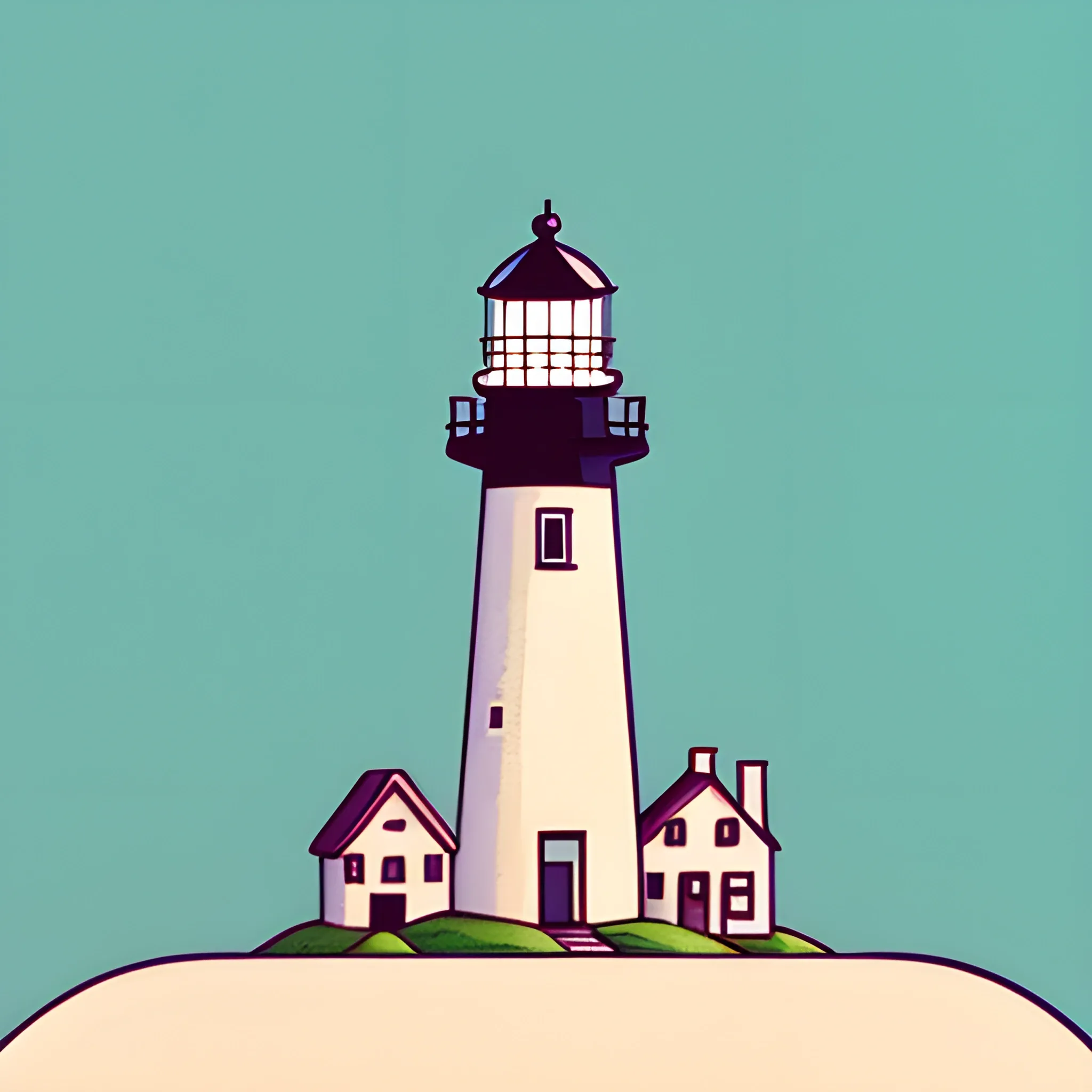 A lighthouse mashup with cross , vector art, vectorize, magic, clean logo design, vibrant warm colors , dark background, simple 2D logo design, in the style of Studio Ghibli, pastel tetradic colors, cute and quirky, watercolor effect, bokeh, Adobe Illustrator, hand-drawn, digital painting, soft lighting, retro aesthetic, 4K resolution, using Cinema 4D, Cartoon