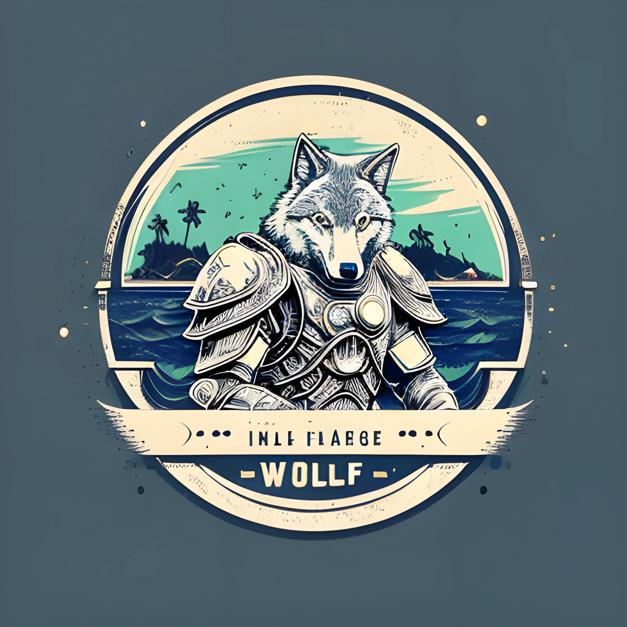 A detailed illustration, wolf warrior at Cresent Moon, full shot splash, t-shirt graphic design piece of artwork, anime, comic, animation , flat design of one retro, colorful shades, highly detailed clean, vector image, flat white background, isometric, vibrant vector, t-shirt design, mediaval armor, anime, vintage, rustic, distressed texture, faded colors, line art, beach living, engraving style, background white, no shadows.