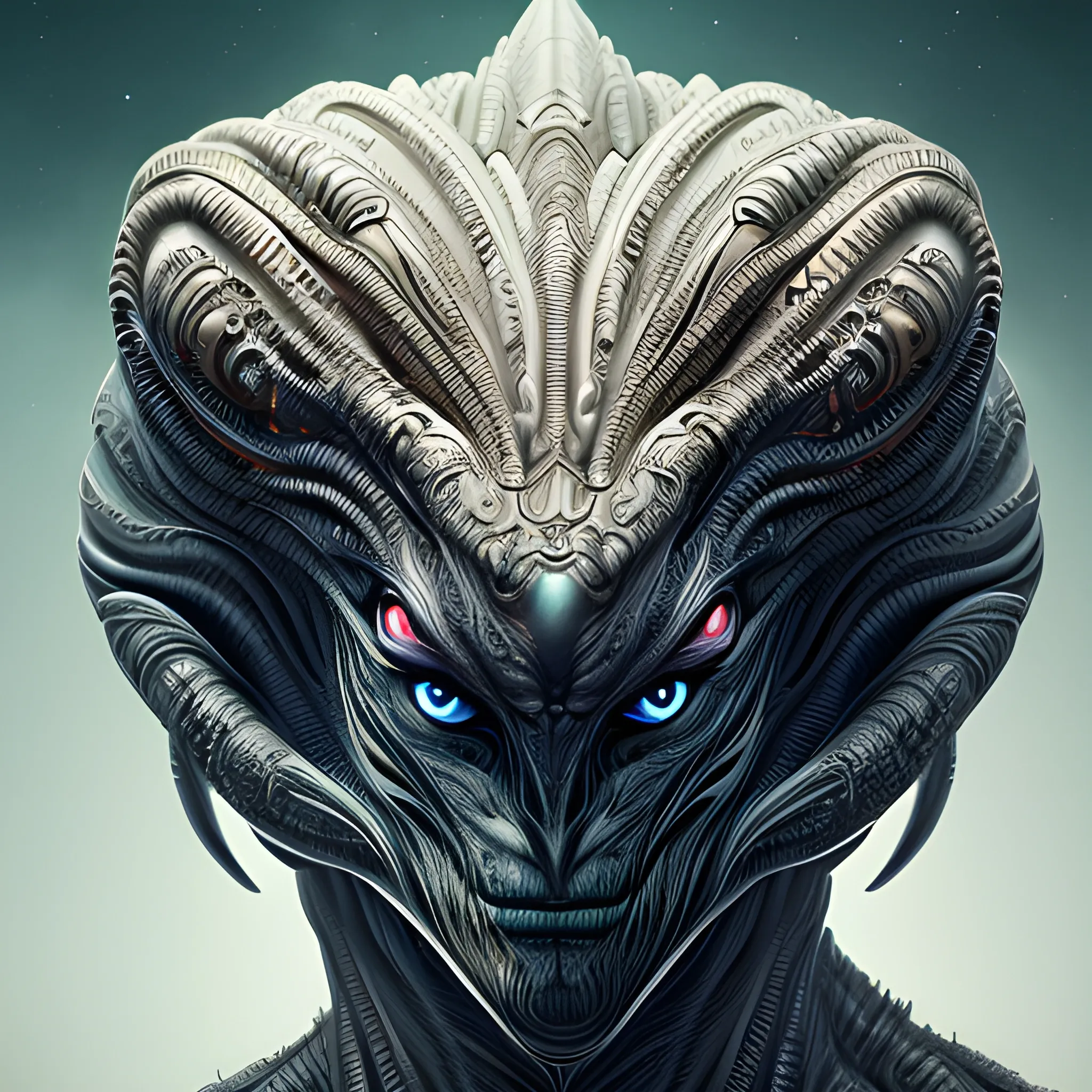 A detailed and intricate digital art piece in a cinematic style, this ultra high resolution portrait of a powerful alien beast is a true masterpiece