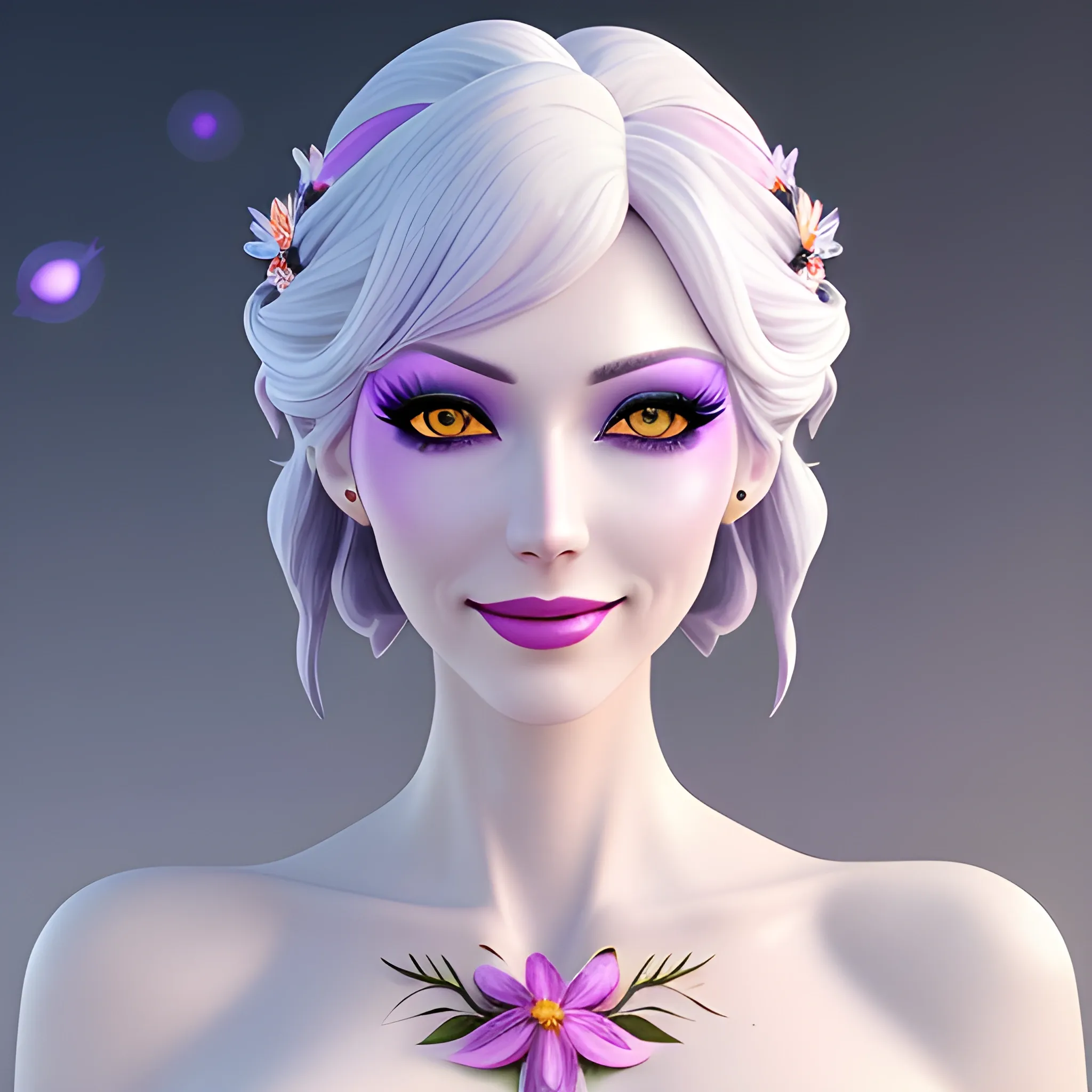 nsfw:1.5,masterpiece, best quality, 1girl, (colorful),(delicate eyes and face), volumatic light, ray tracing, bust shot ,extremely detailed CG unity 8k wallpaper,solo,smile,((flying petal)),(Flowery meadow) sky, cloudy_sky,moonlight, moon, night, (dark theme:1.3), light, fantasy, windy, magic sparks, dark castle,white hair,, 3D, 3D