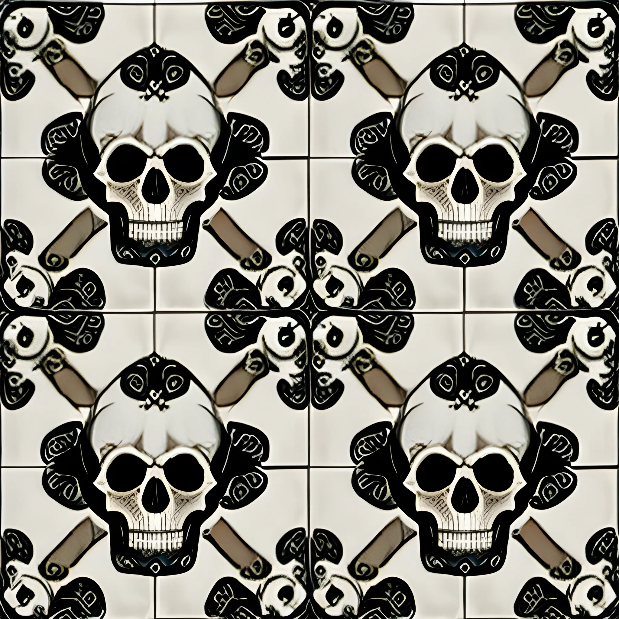 "skulls and roses pattern -- tile -- no watermark -- stylize 500--"