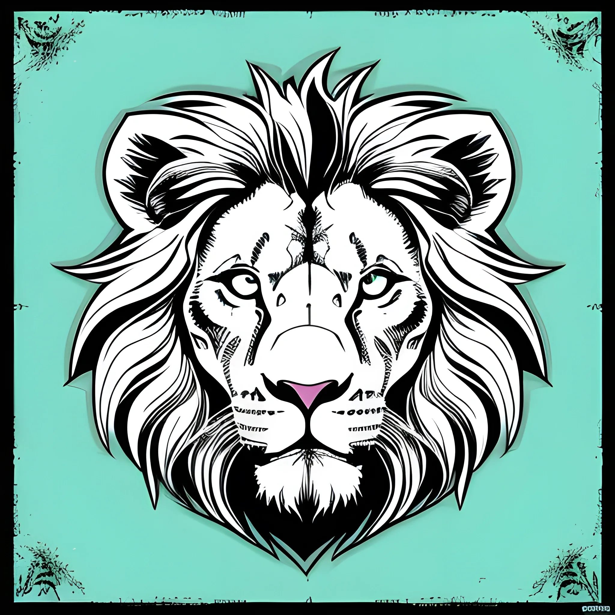 A detailed illustration, lion at Savaana, full shot splash, t-shirt graphic design piece of artwork, anime, comic, flat design, colorful shades, highly detailed, clean, vector image, flat white background, isometric, vibrant vector, sticker, mediaval, anime, vintage, rustic, distressed texture, faded colors, line art, engraving style, background white, no shadows, 16k, focus, deviant art masterpiece.