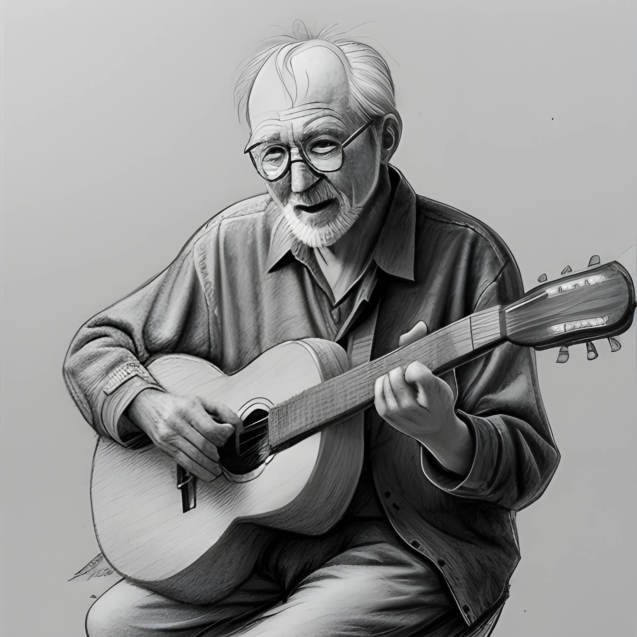 pencil drawing of a guitar