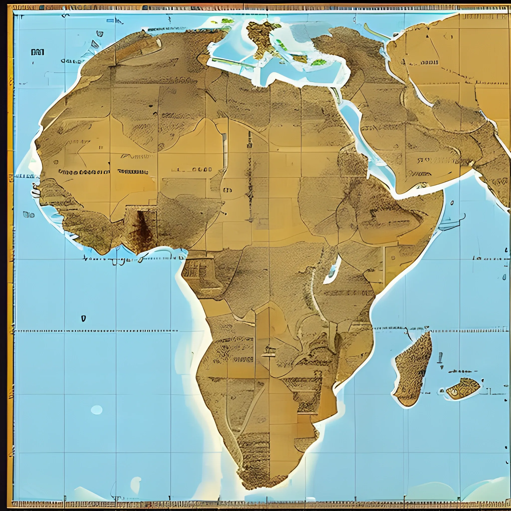 mapa geográfico de la república argentina compuesto por rompecabezas de 48 losetas hexagonales construido sobre una mesa de madera con luz cenital de tipo spot, visto en perspectiva.