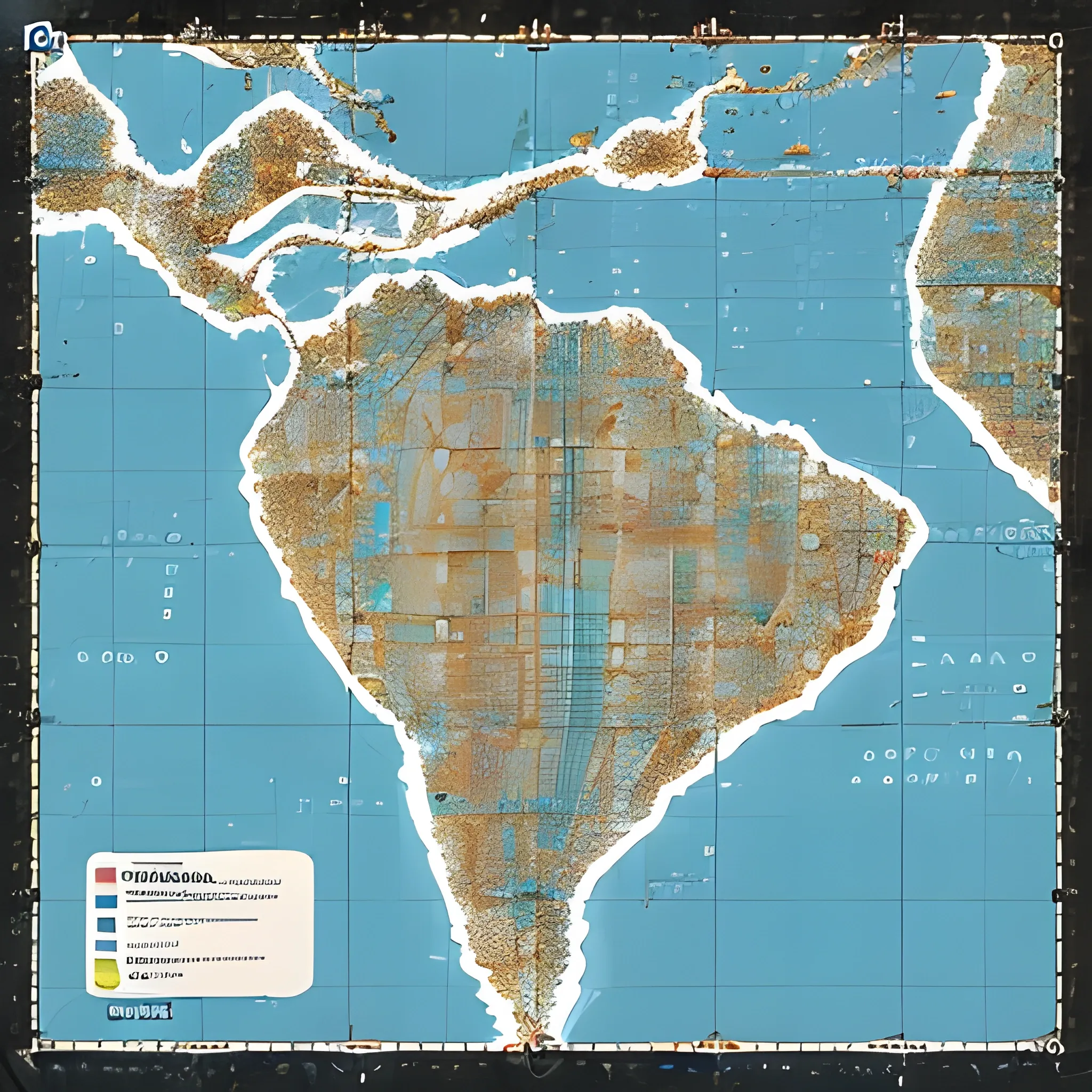 mapa geográfico de la república argentina compuesto por rompecabezas de 48 losetas hexagonales construido sobre una mesa de madera con luz cenital de tipo spot, visto en perspectiva.