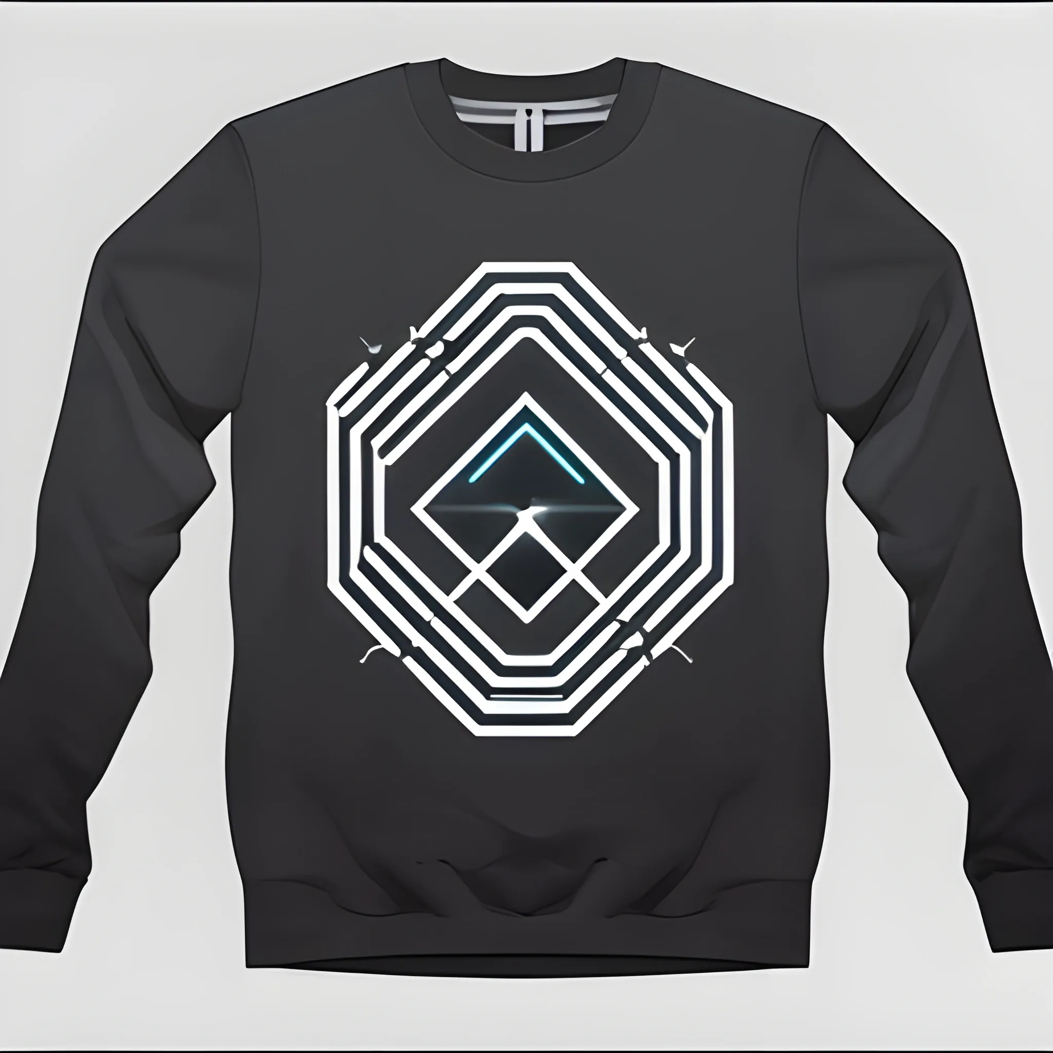 Design a minimalistic cyberpunk logo for "Threaded Pixel" clothing brand, incorporating geometric shapes and subtle tech-inspired elements. Keep it clean, recognizable, and versatile for different sizes and colors.
