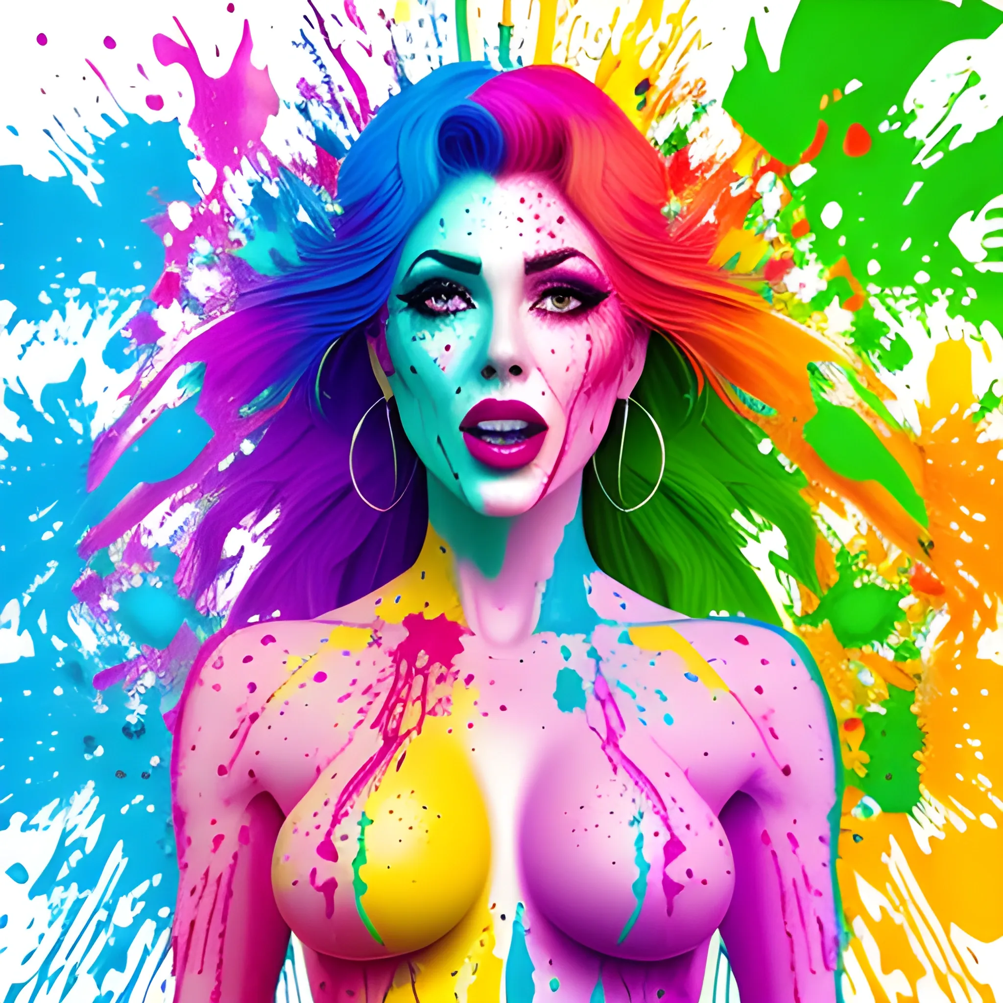 colorful Juice Splattered Girl