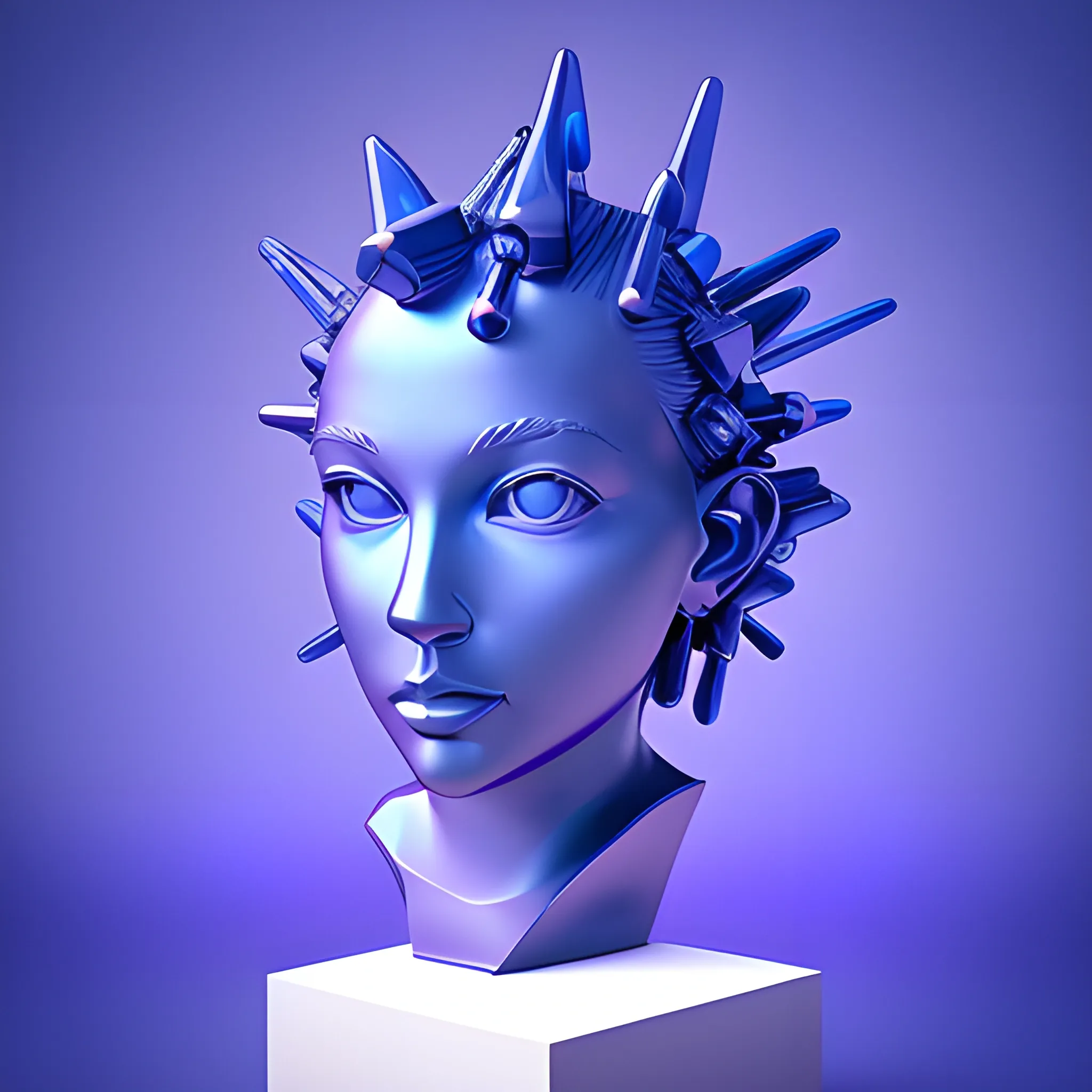 3D sculpture, Sky, art, blue, camaïeu, purple blue, electronic, matrix