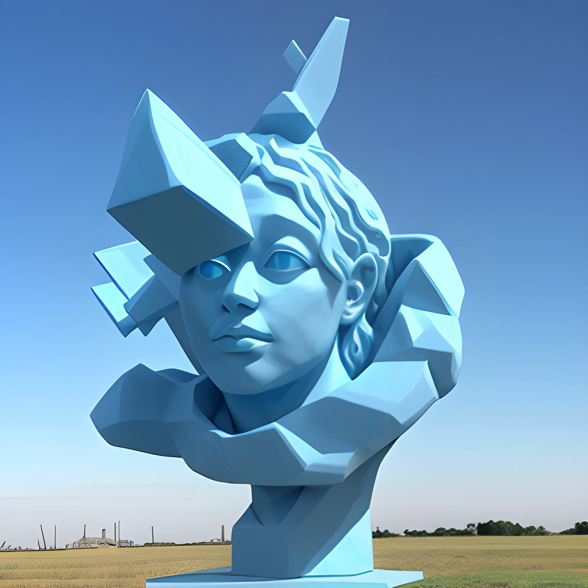 3D sculpture, Sky, art, blue, camaïeu,