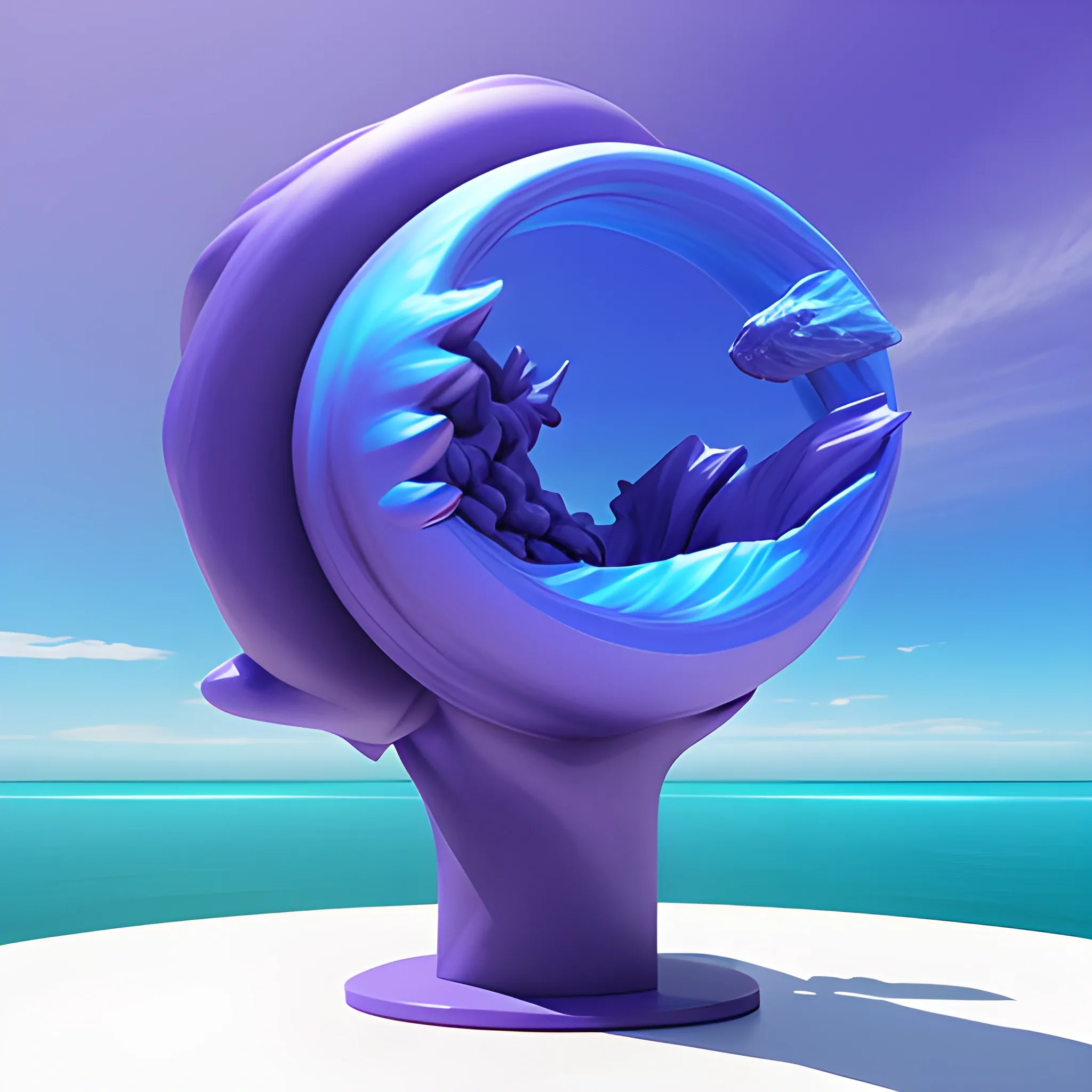 3D sculpture, Sky, art, blue, camaïeu, purple blue, electronic, underwater