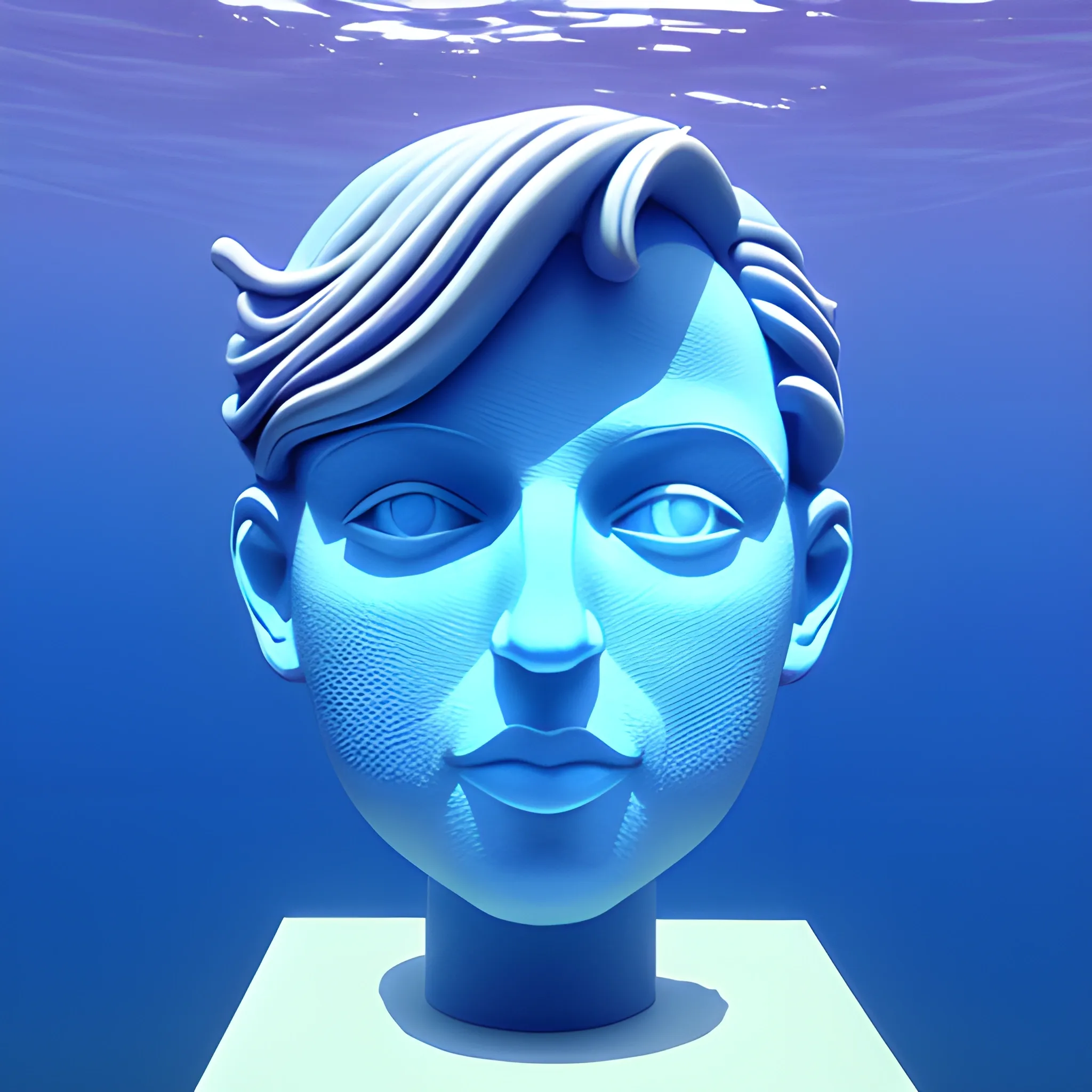 3D sculpture, Sky, art, blue, camaïeu, purple blue, electronic, underwater, can