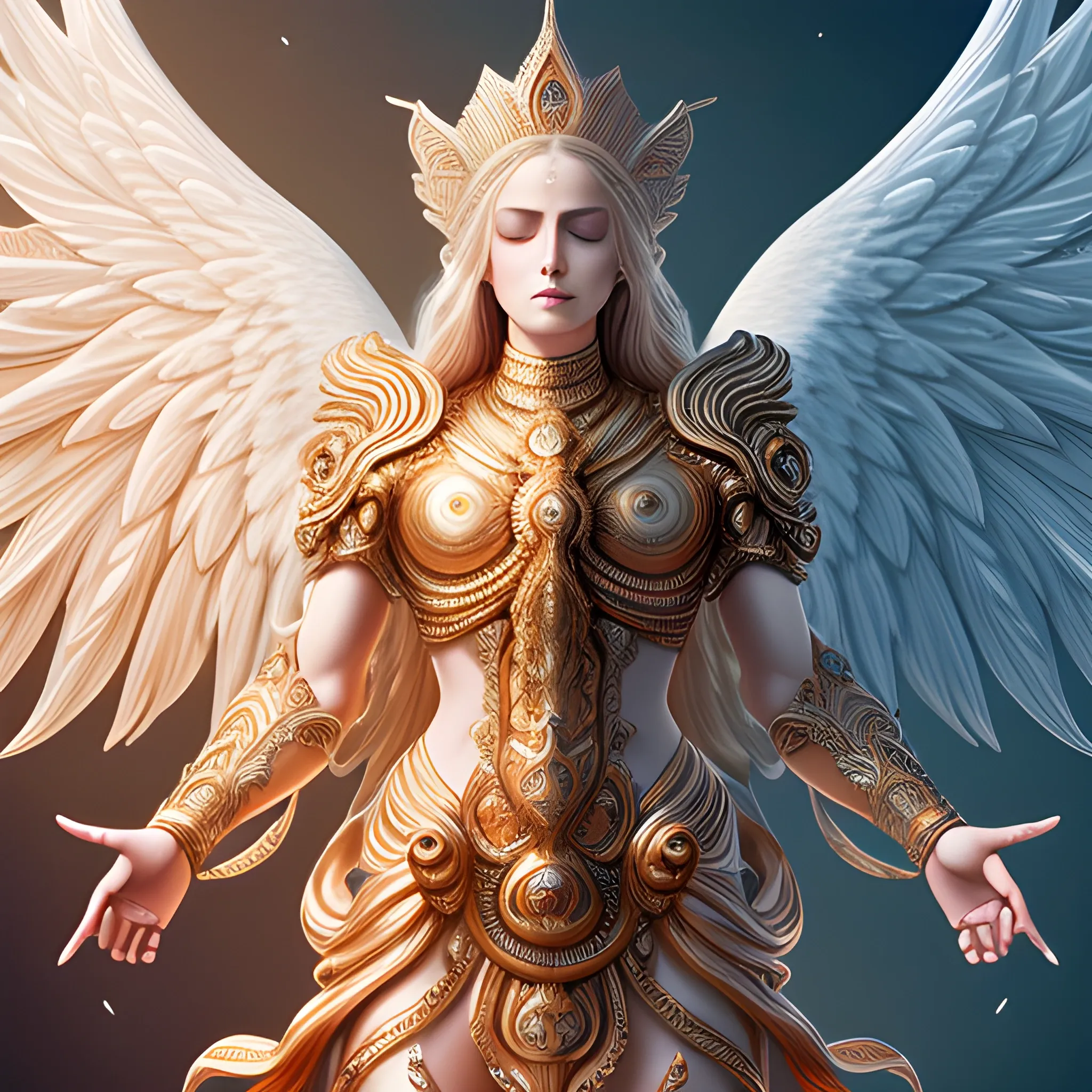 RAW photo, Hyper detailed ultra sharp, ornate, intricate, digital painting, concept art, smooth, sharp focus, illustration, 8 k, (((full body))), long flowing hair, (((divine))),  archangel michael, perfect face,  extremely detailed CG unity 8k wallpaper