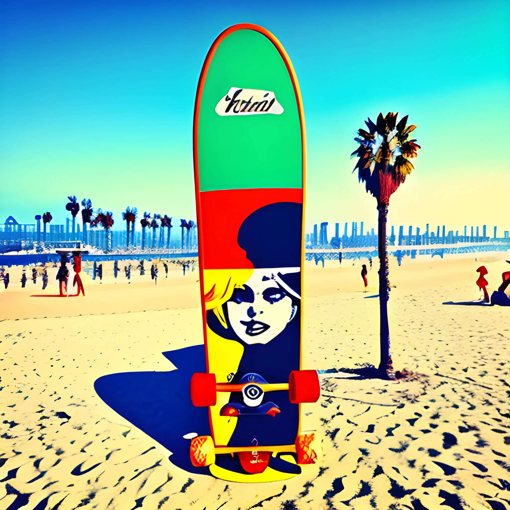 Longboard Venice beach pop art style 