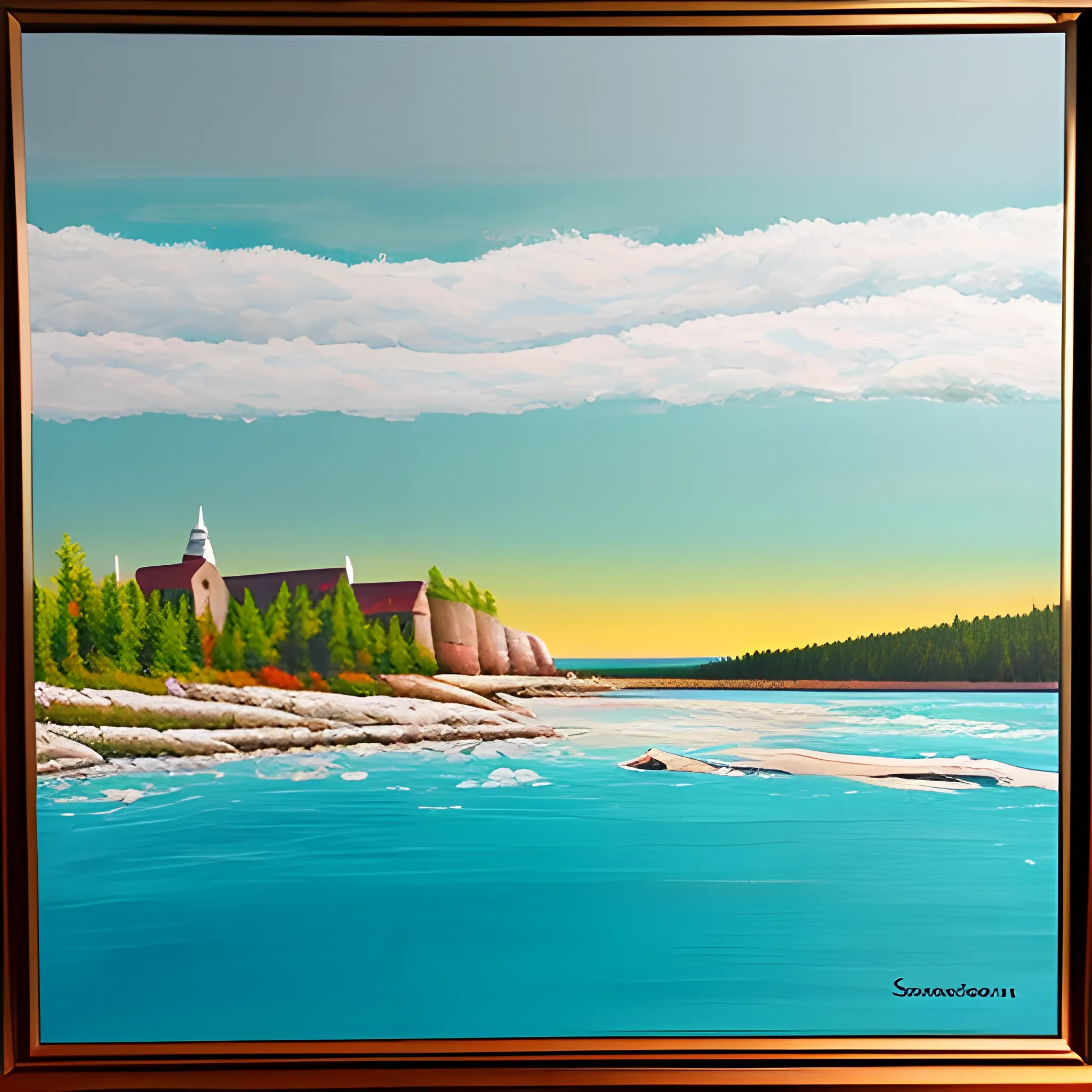 acrylic painting, georgian bay scenery, geometric, KYLE SORENSEN art