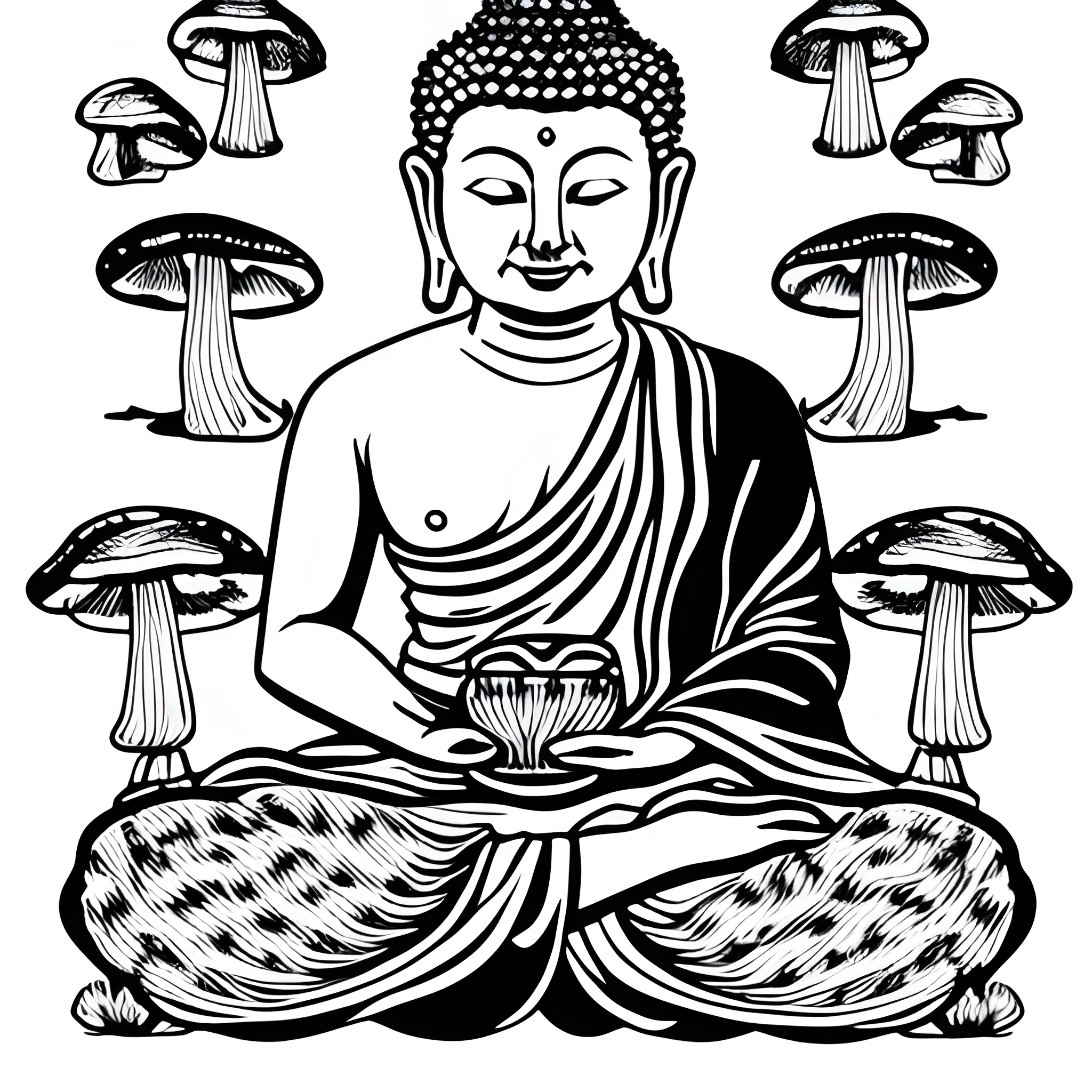 Vector Buddha stone statue hand drawn line art illustration. Meditation  element for yoga and Buddhism black and white designs 28620708 Vector Art  at Vecteezy