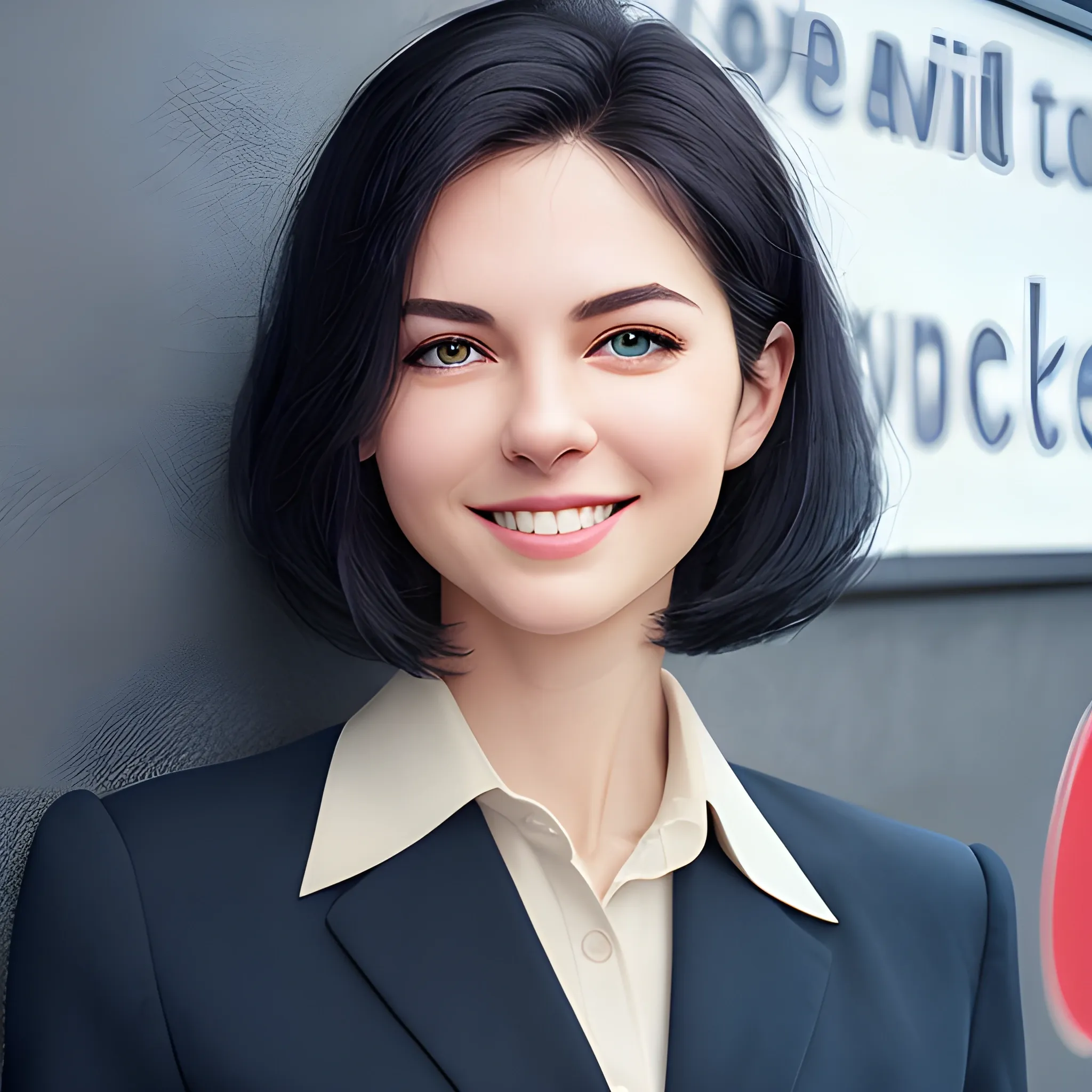 beautiful women, elegant, smiling, standing in front of village advertising board, paddy, office uniform, navy shirt, cream pants, black hair, good hand, 4k, best quality, sharp focus, soft lighting, skinny,  1women, ideal body, slim fit, short hair, potrait,  profesional model pose, face advanced, face detail, negative_hand-neg:1.2, 