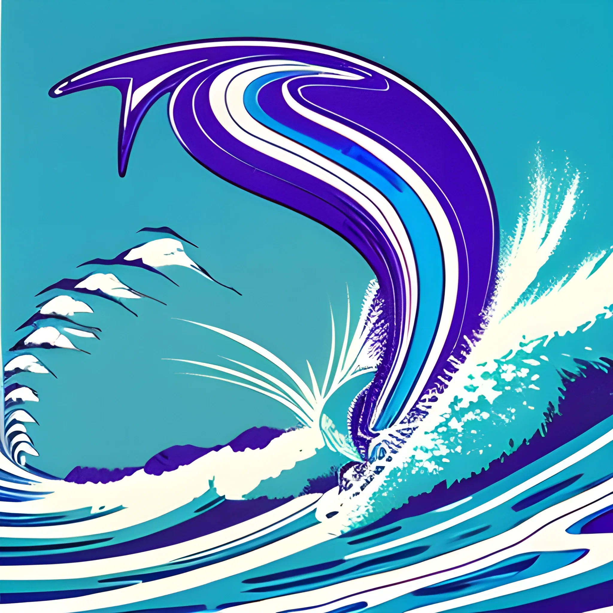 80s surfing logo, Trippy
