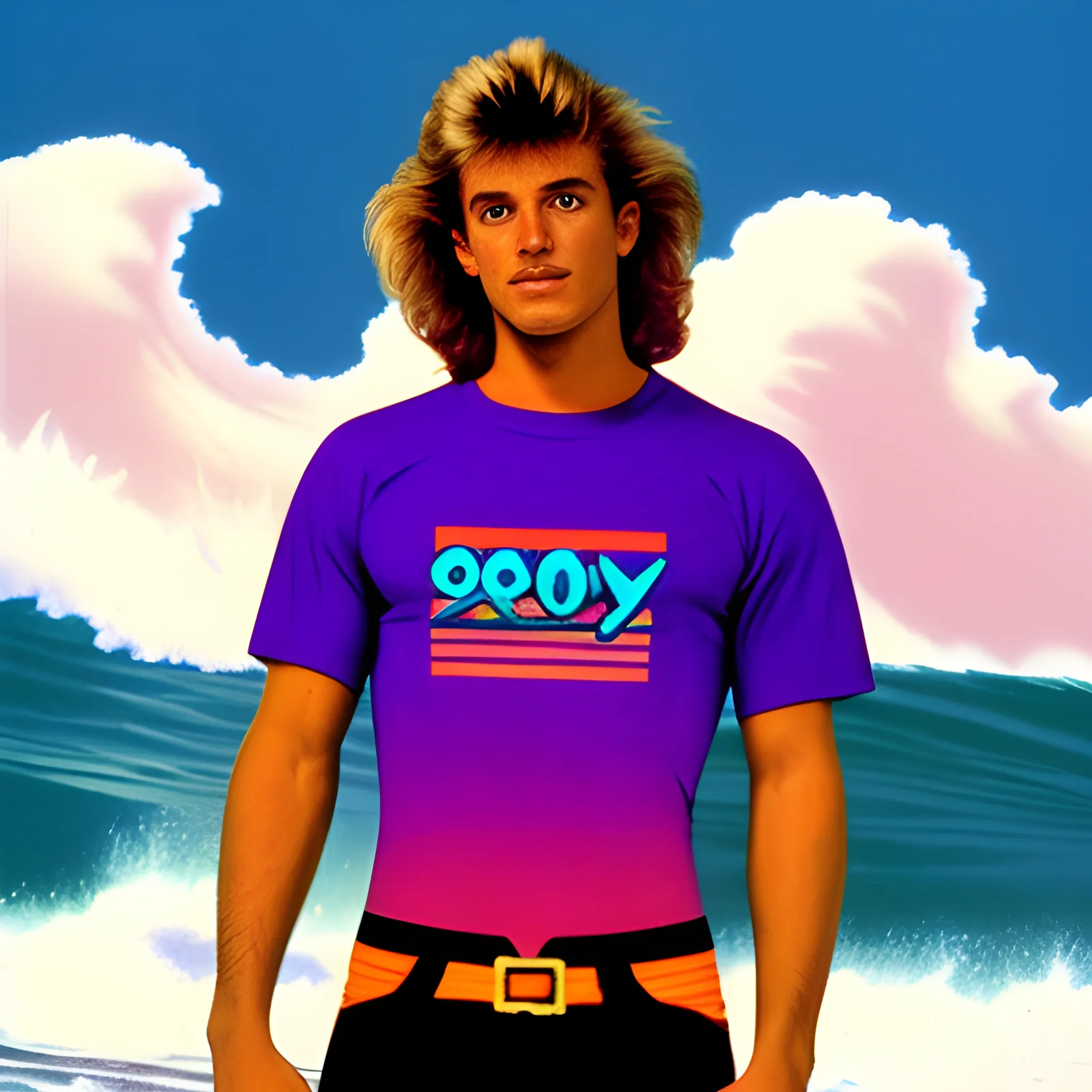 80s surfing shirt logo, Trippy