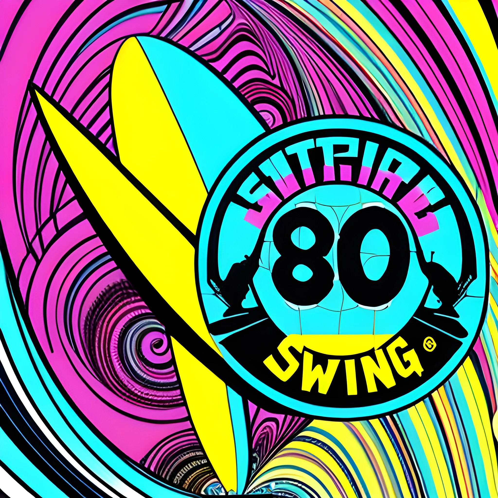 80s surfing shirt logo, Trippy - Arthub.ai