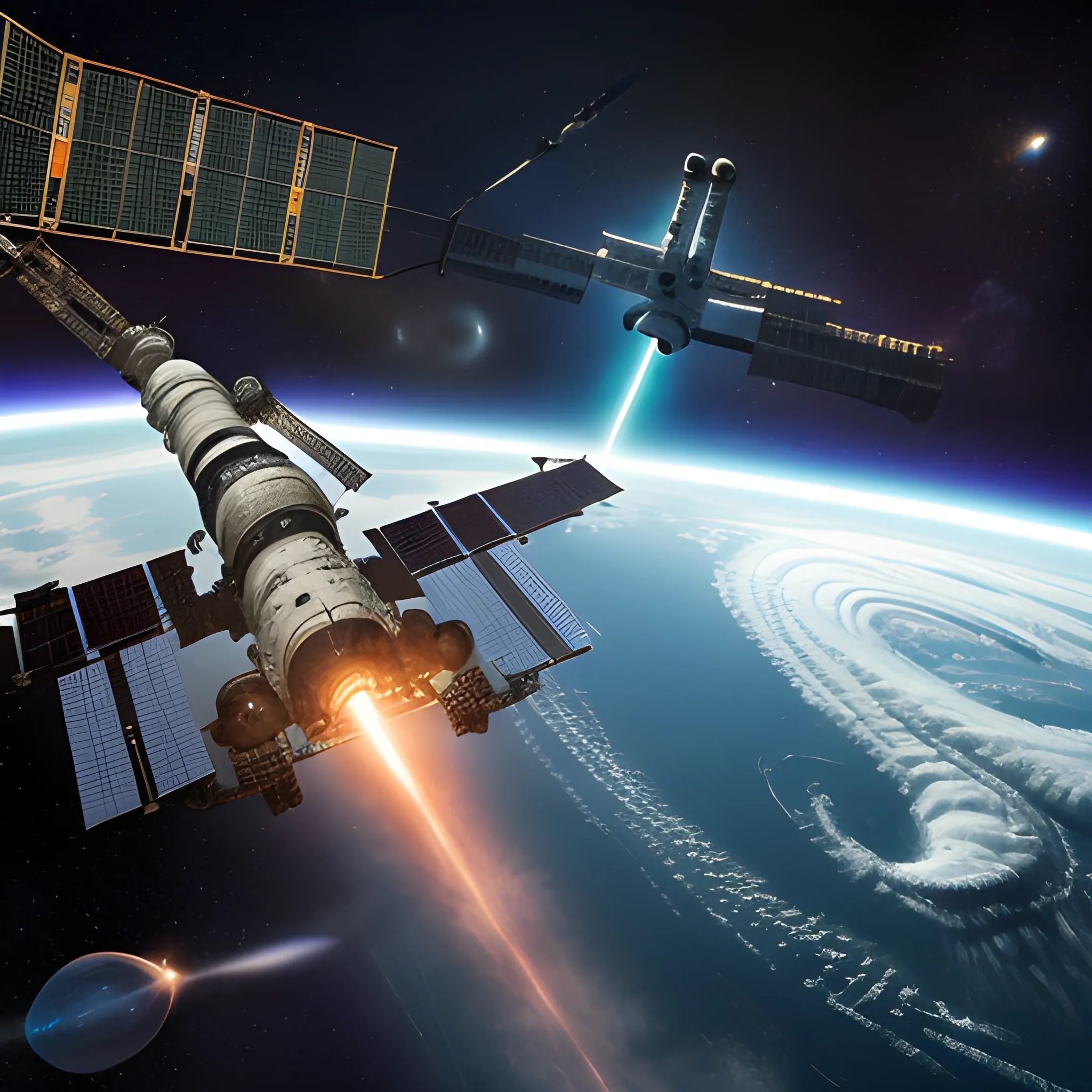 an image of a space serpent attacking the international space station