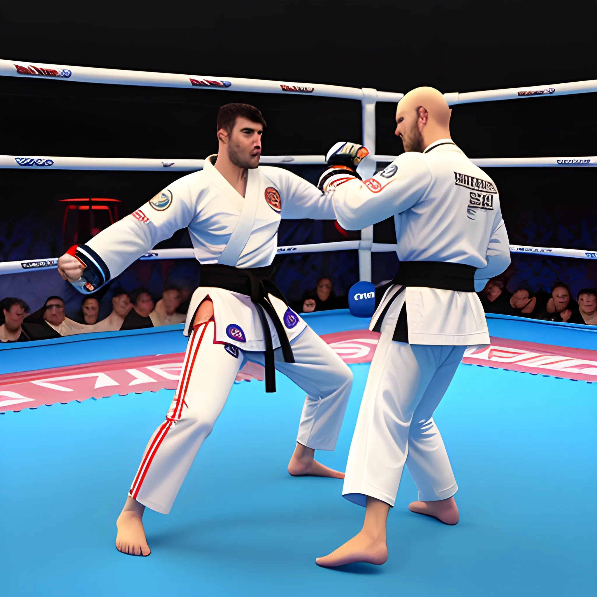 a taekwondo fighter cute kid, 3D