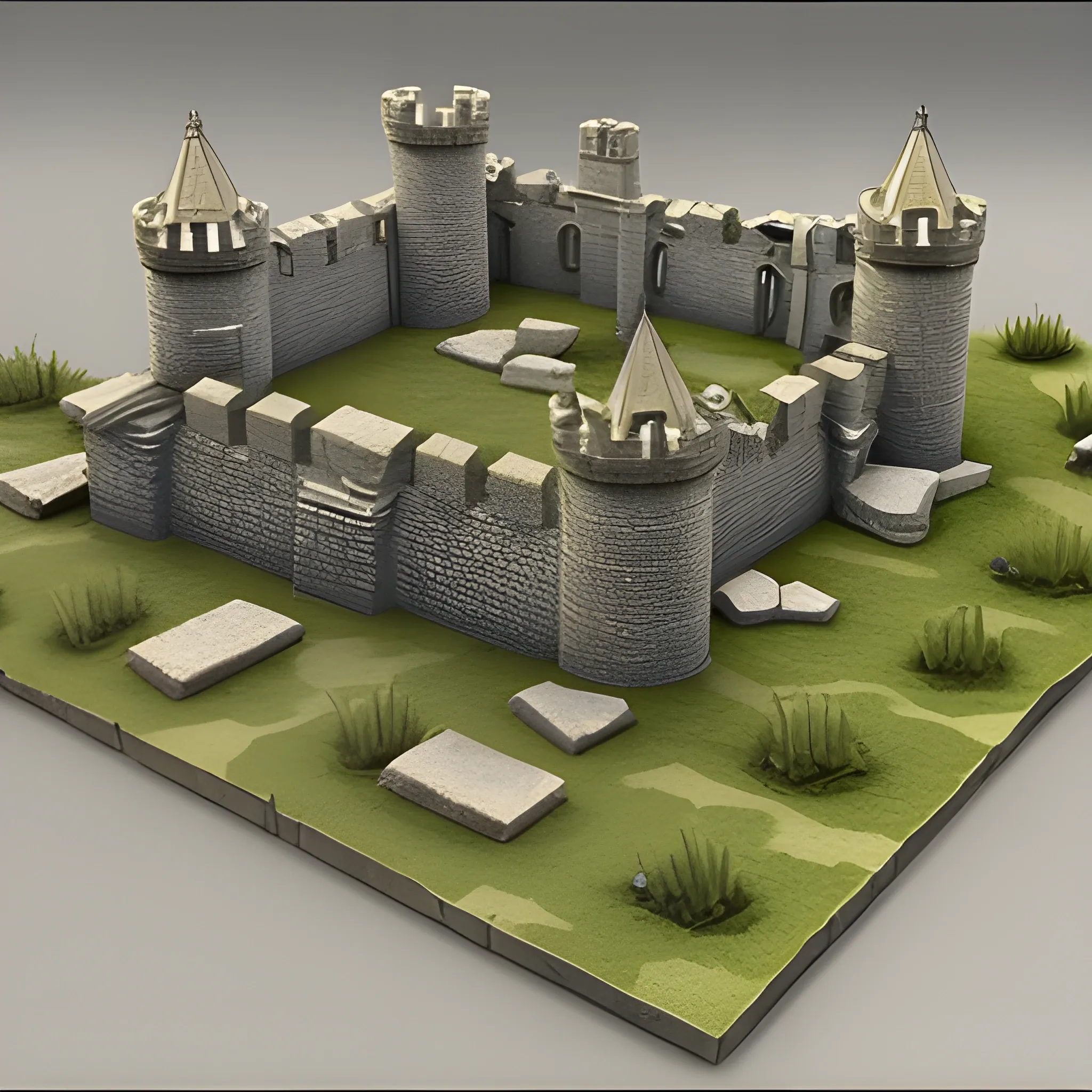 assets isométricos para un juego de estrategia militar medieval. Piezas de construcción modular de castillo de piedra.
