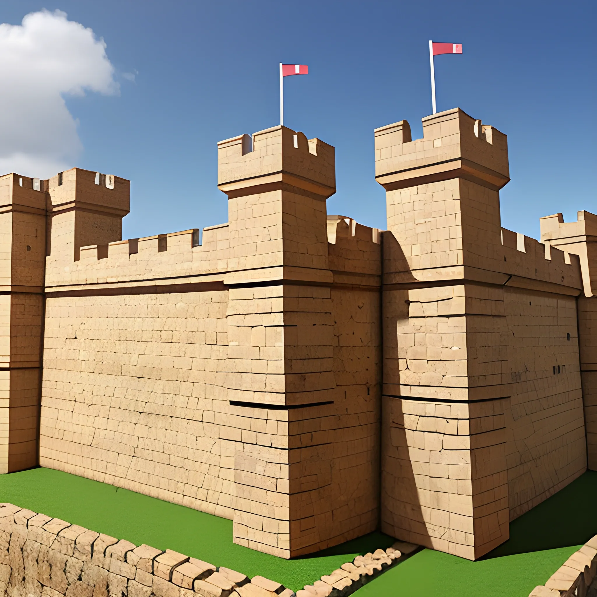 Muralla para asset isométrico de un juego de estrategia militar medieval. Piezas de construcción modular de castillo de piedra.
