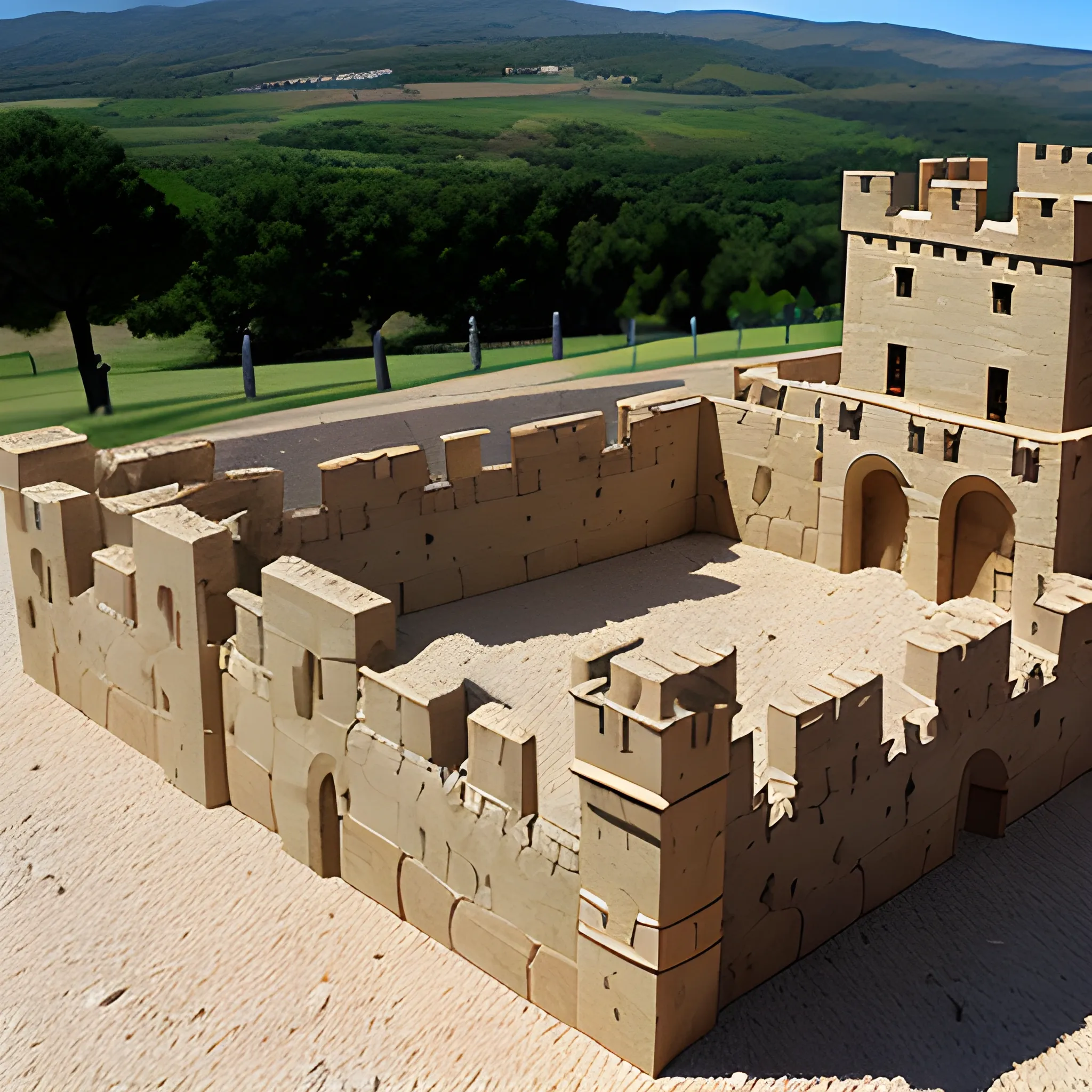 Muralla para asset isométrico de un juego de estrategia militar medieval. Piezas de construcción modular de castillo de piedra.
