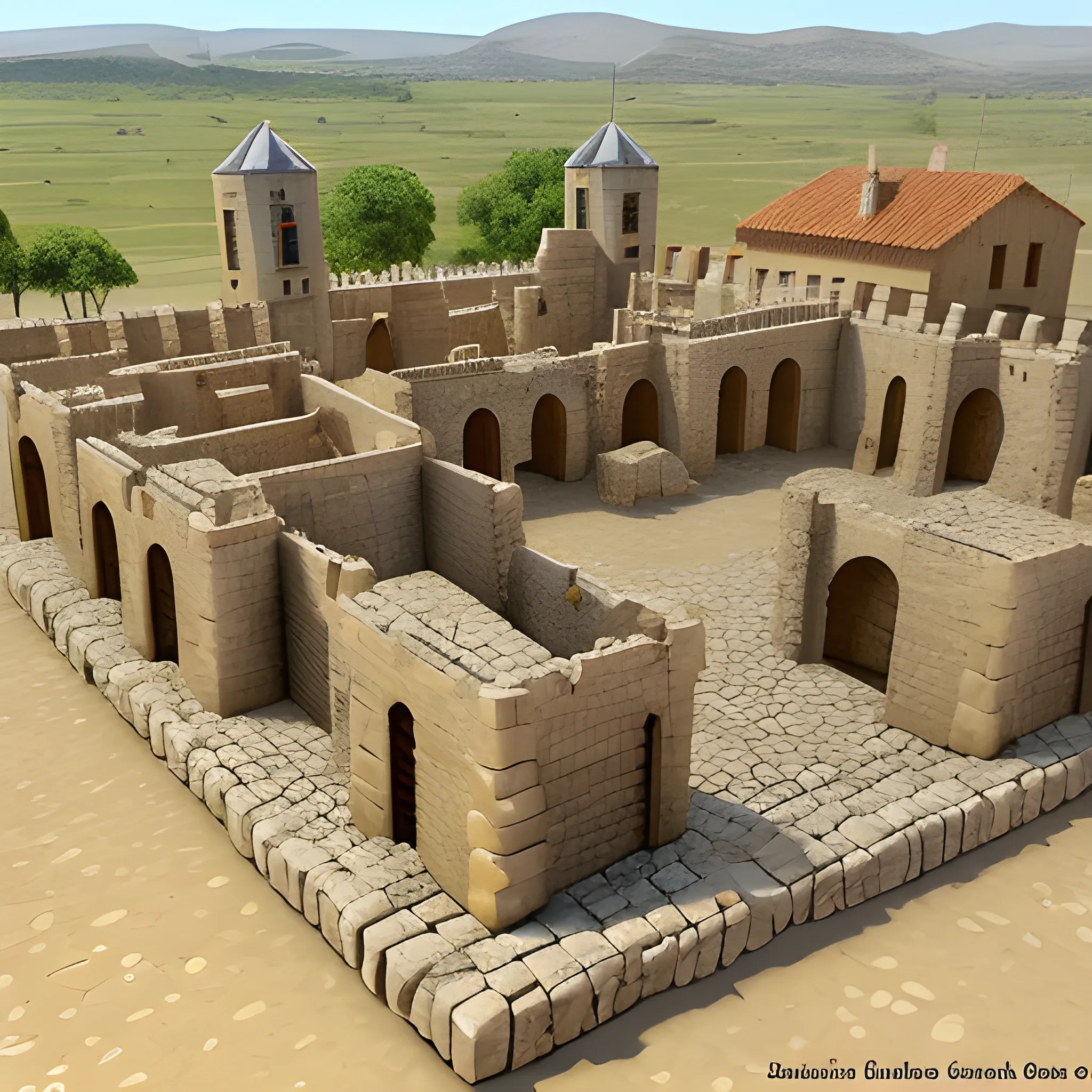 Asset isométrico de un juego de estrategia militar medieval. Piezas de construcción de Barracas. Vista isométrica.

