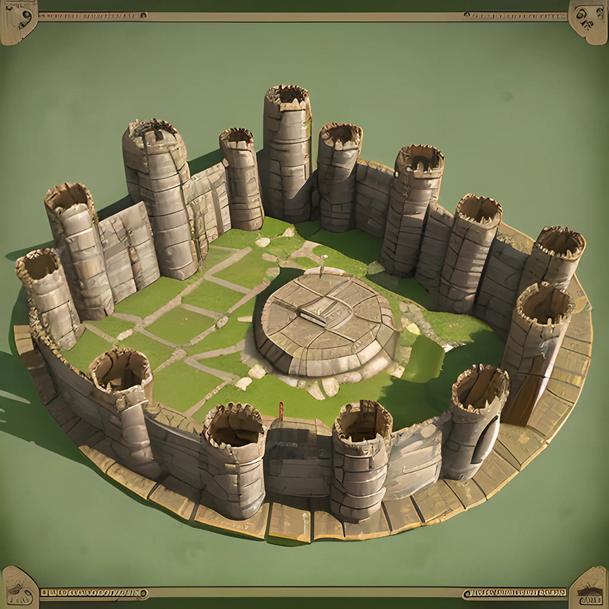 Asset isométrico de un juego de estrategia militar medieval. Piezas de construcción de bosque. Vista isométrica.

